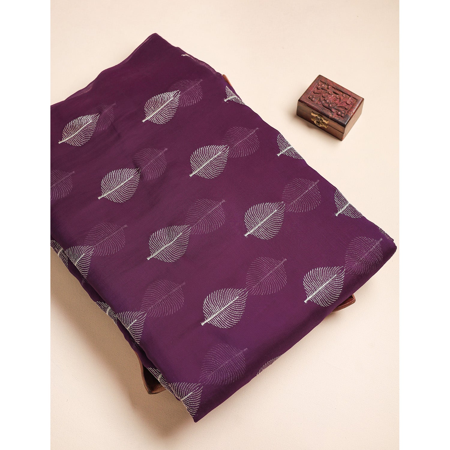 MUL CHANDERI ZARI EMBROIDERED FABRIC