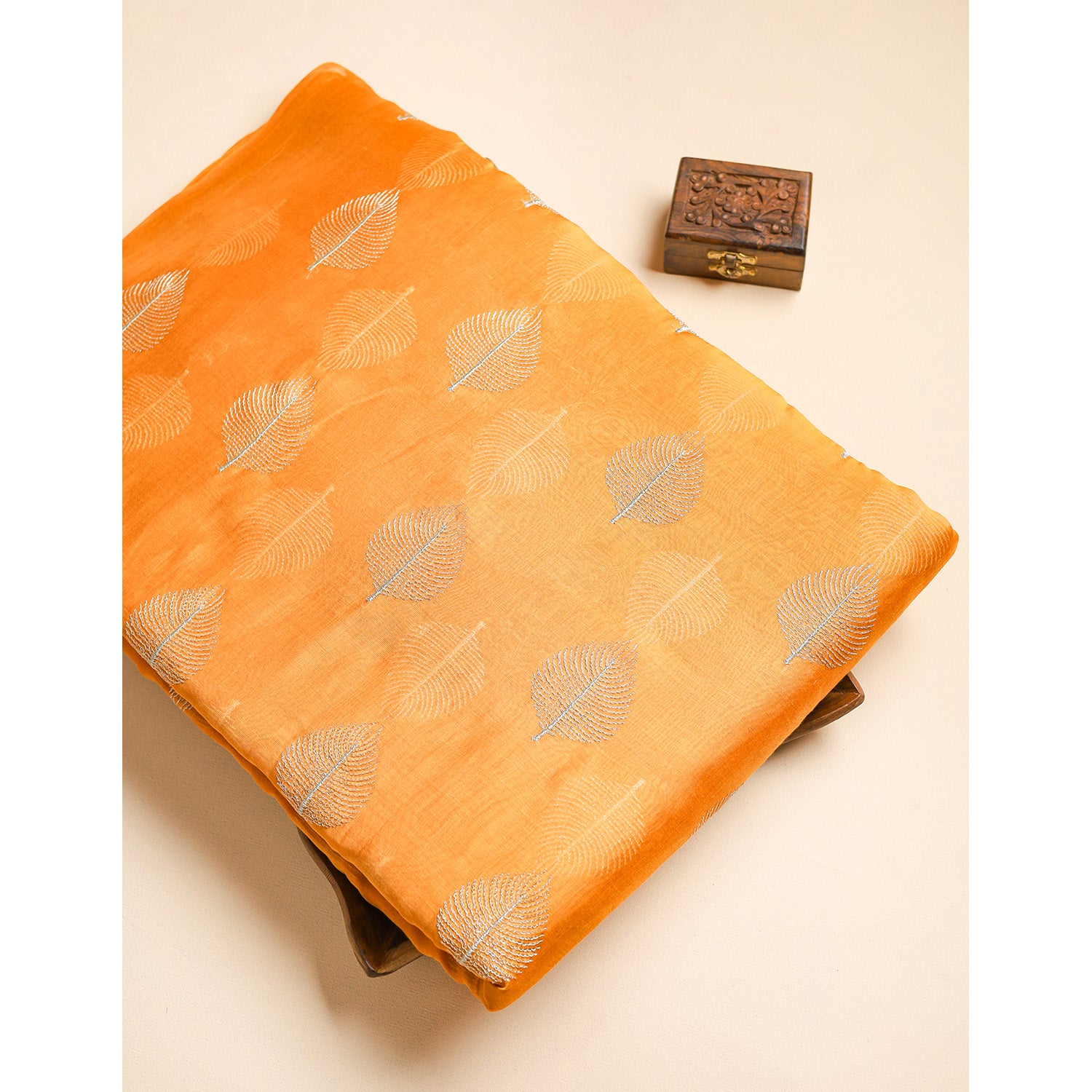 MUL CHANDERI ZARI EMBROIDERED FABRIC