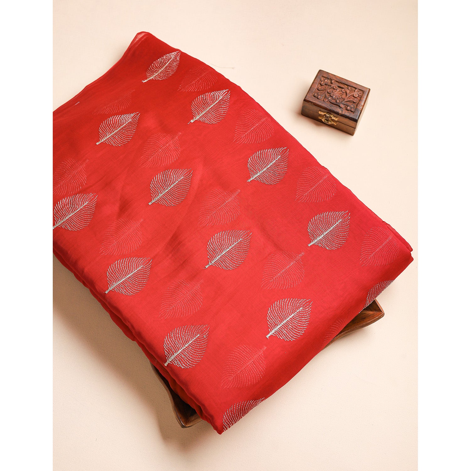 MUL CHANDERI ZARI EMBROIDERED FABRIC