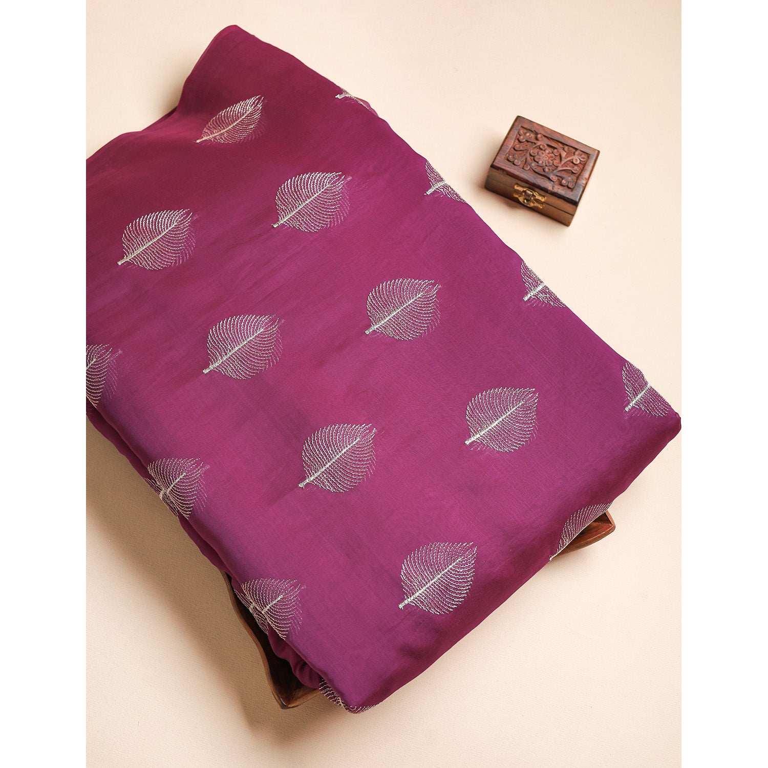 MUL CHANDERI ZARI EMBROIDERED FABRIC