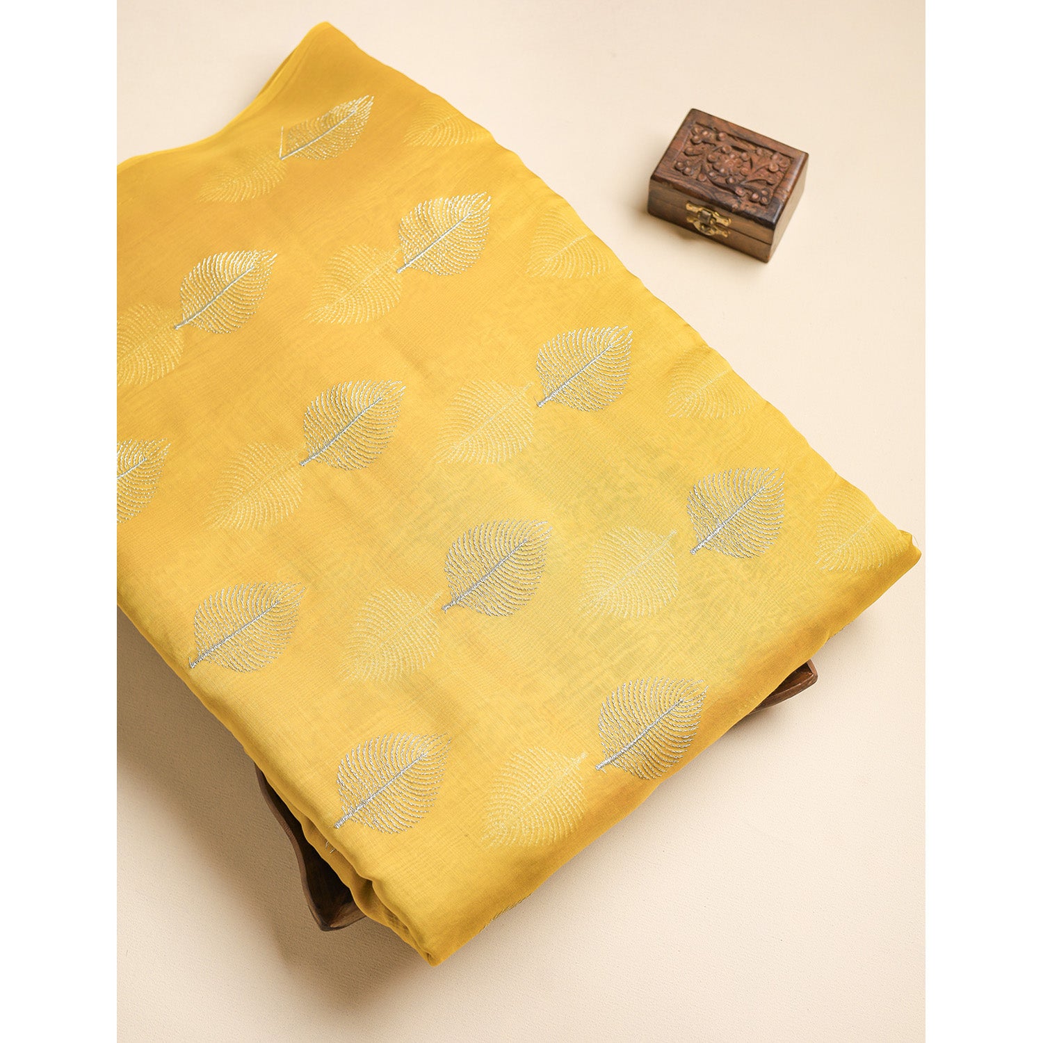 MUL CHANDERI ZARI EMBROIDERED FABRIC