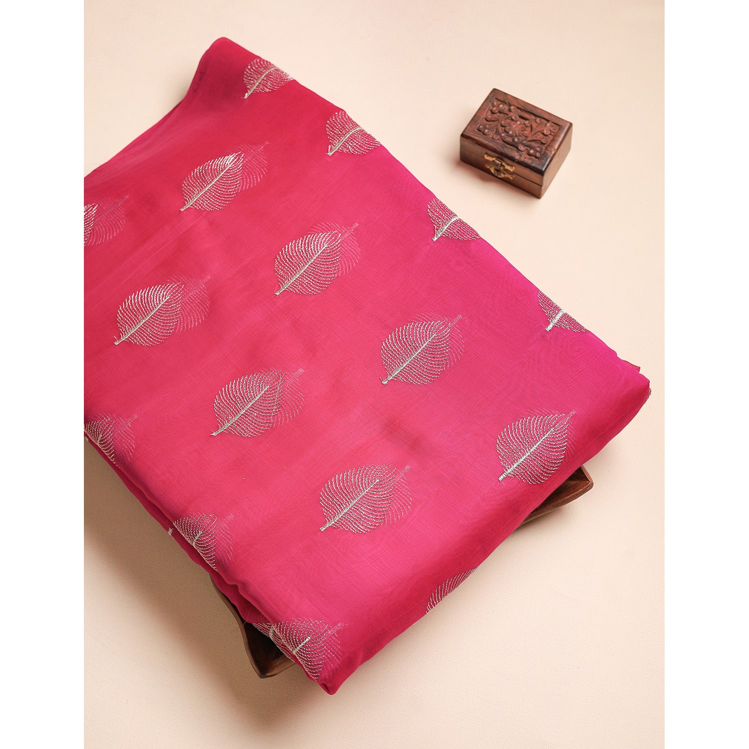 MUL CHANDERI ZARI EMBROIDERED FABRIC