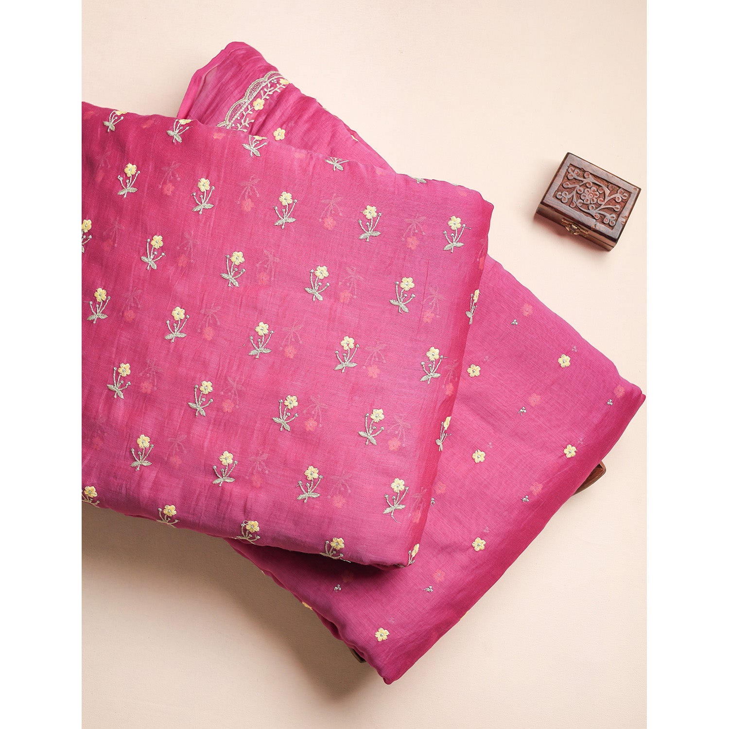 MUL CHANDERI EMBROIDERED FABRICS