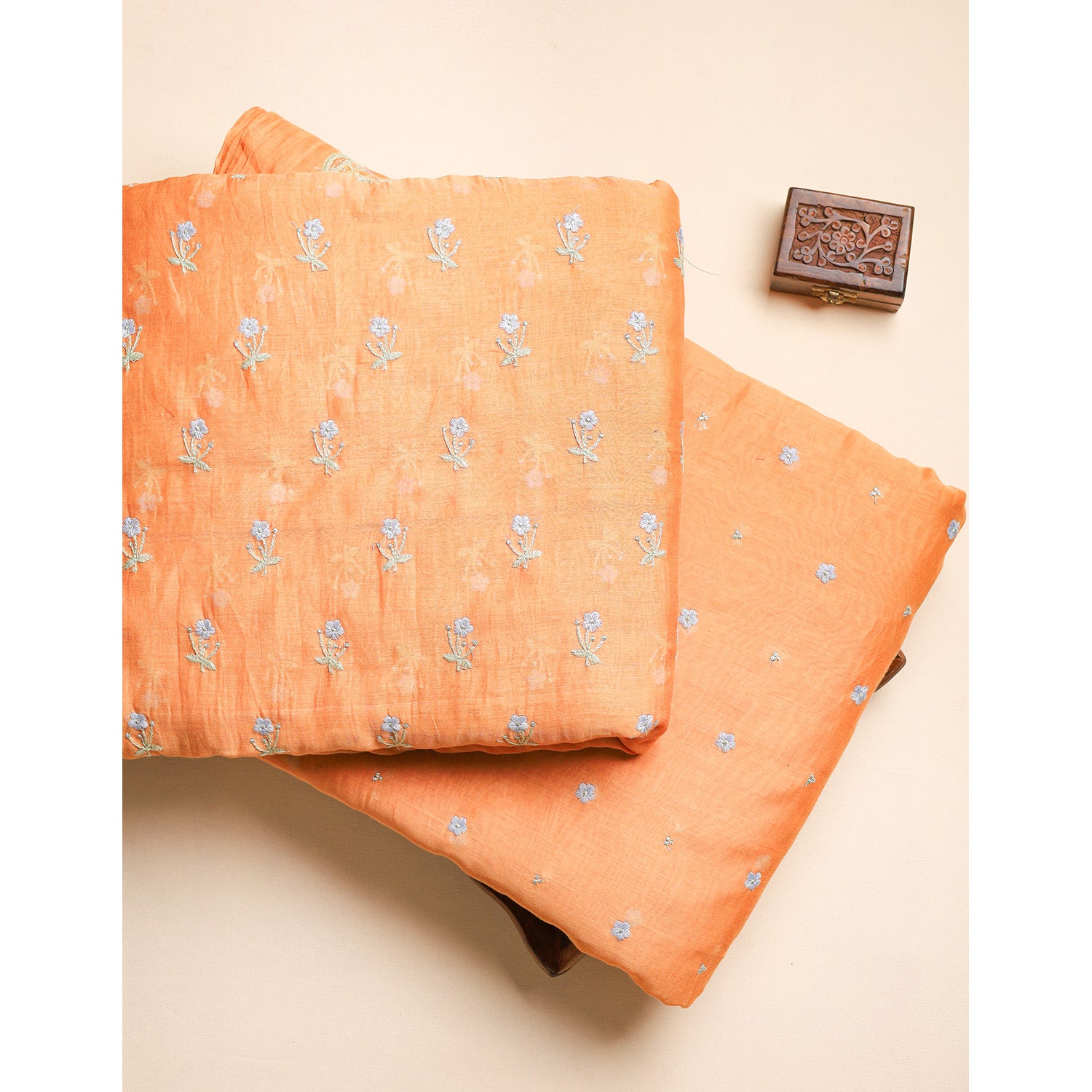 MUL CHANDERI EMBROIDERED FABRICS