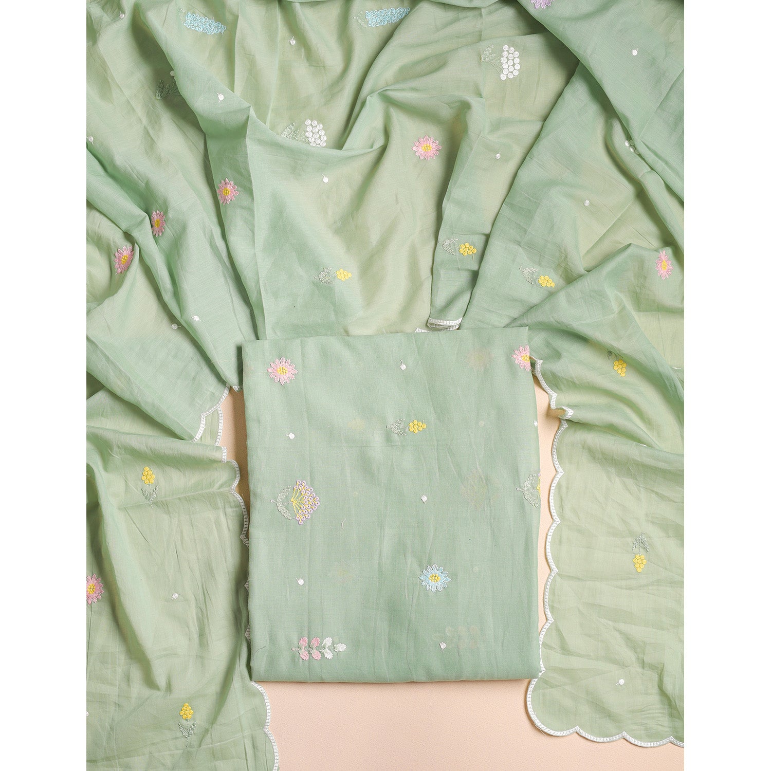 PURE COTTON EMBROIDERED 2 PIECE SET