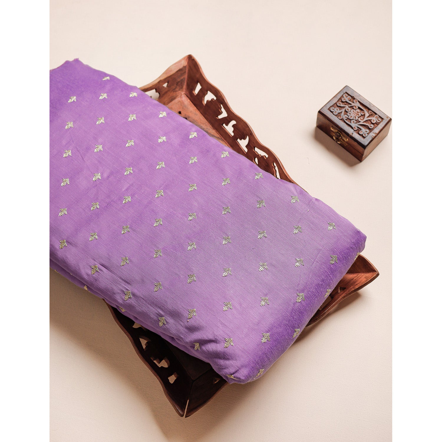 EMBROIDERED SEMI RAW SILK FABRIC
