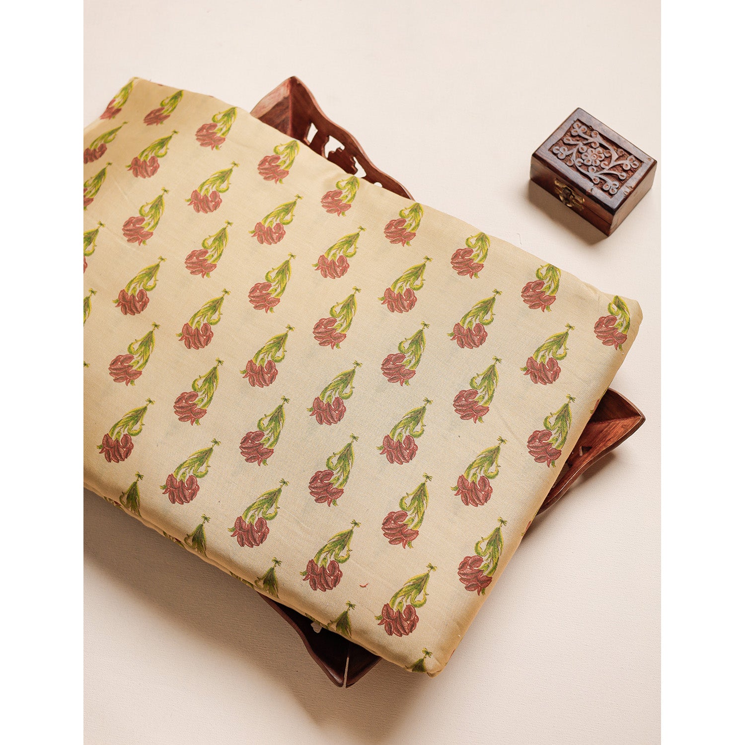 MUL CHANDERI BLOCK PRINTED FABRIC