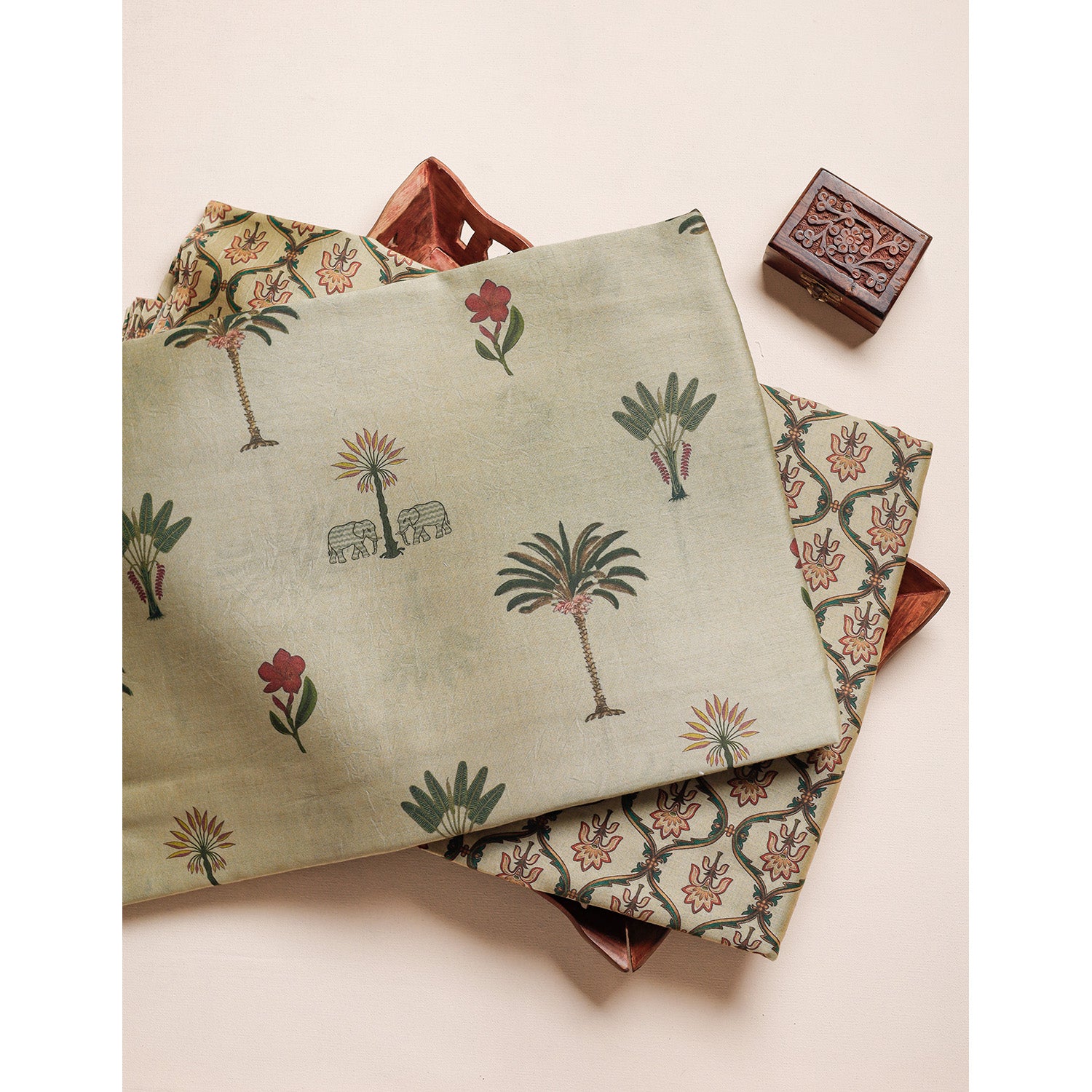 MUL CHANDERI BLOCK PRINTED FABRIC