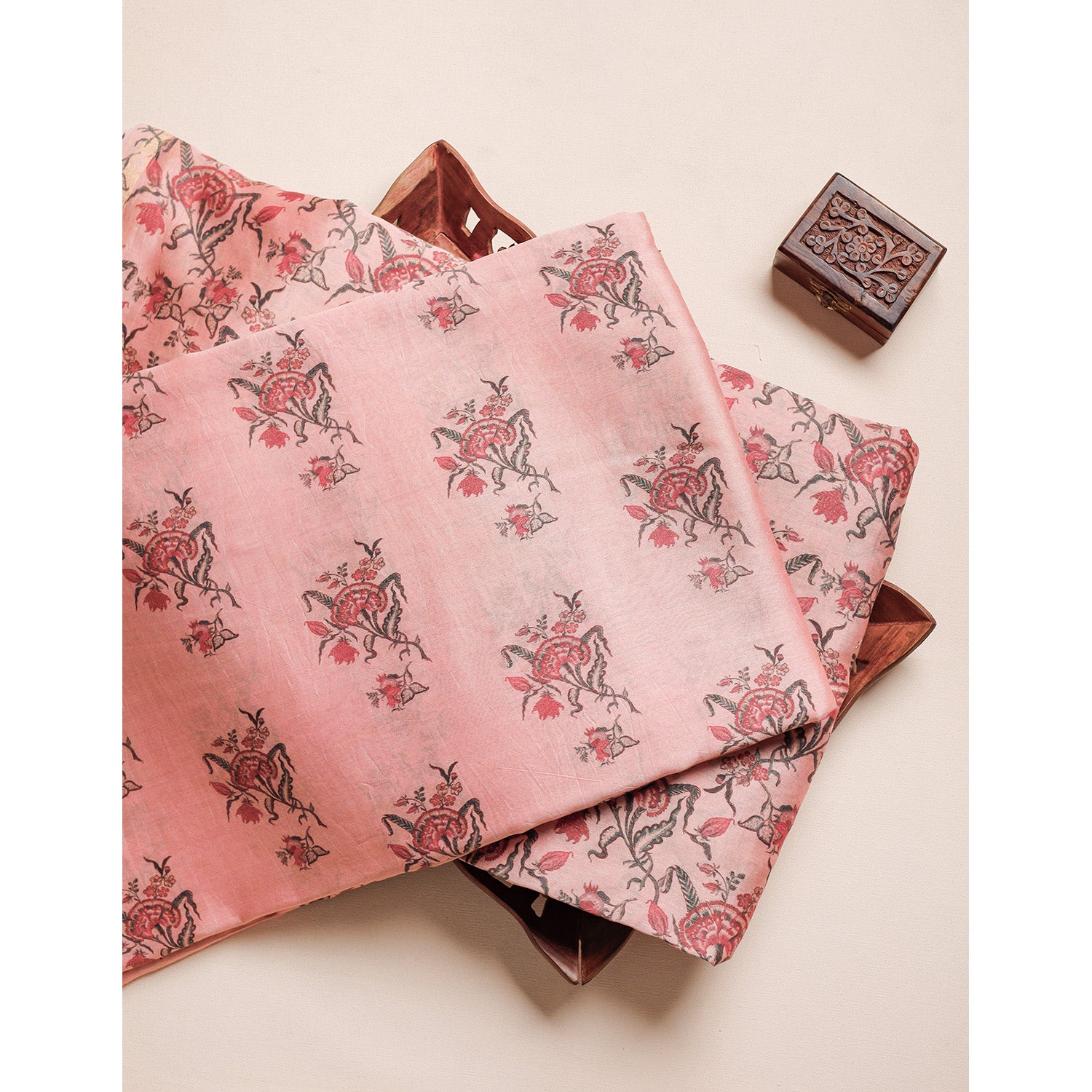 MUL CHANDERI BLOCK PRINTED FABRIC