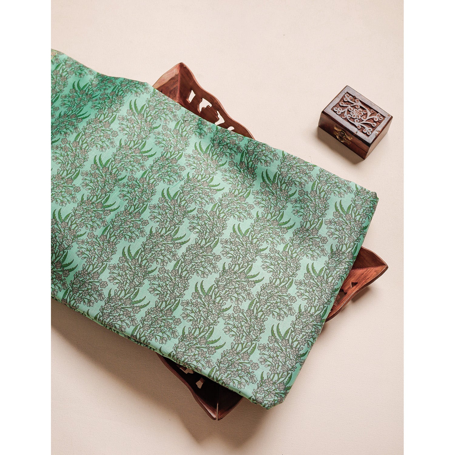 MUL CHANDERI BLOCK PRINTED FABRIC