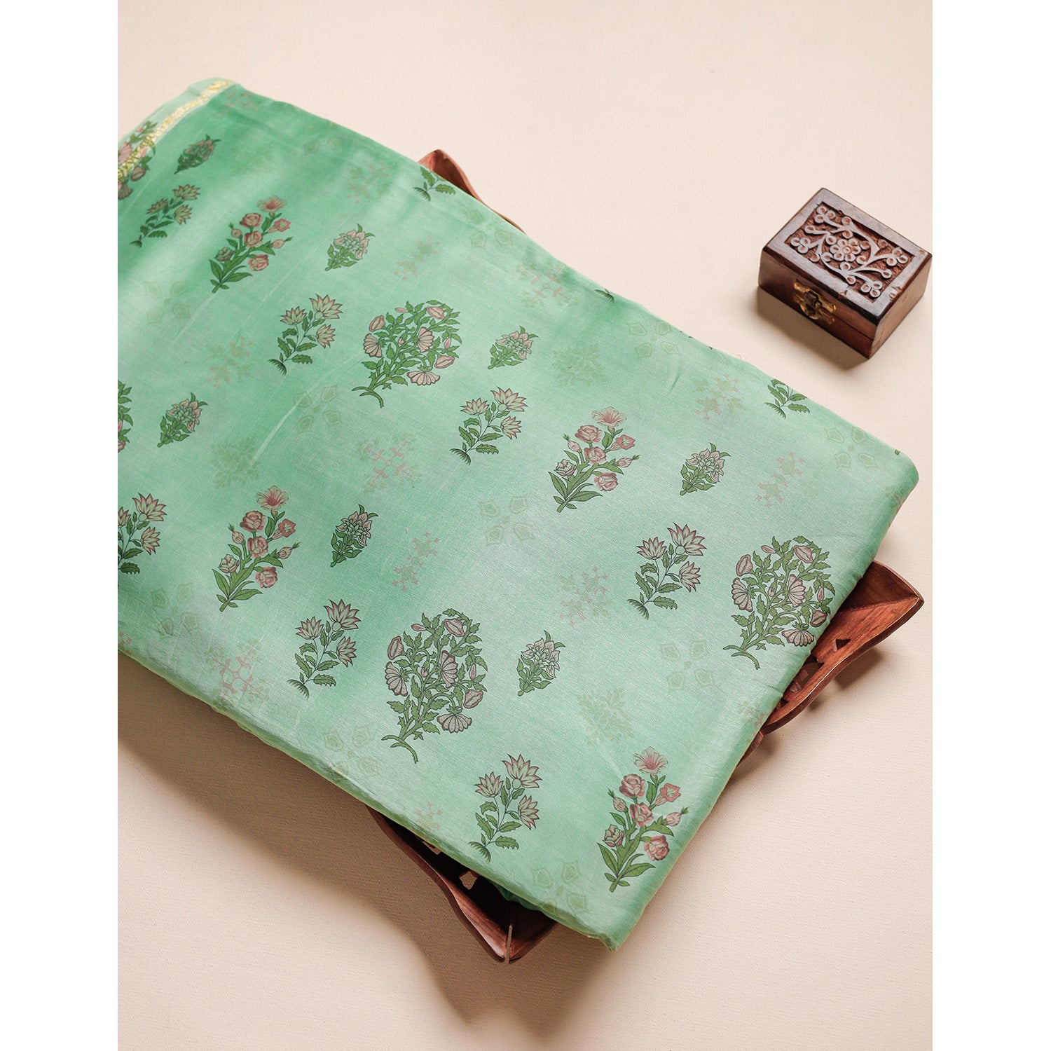 MUL CHANDERI BLOCK PRINTED FABRIC