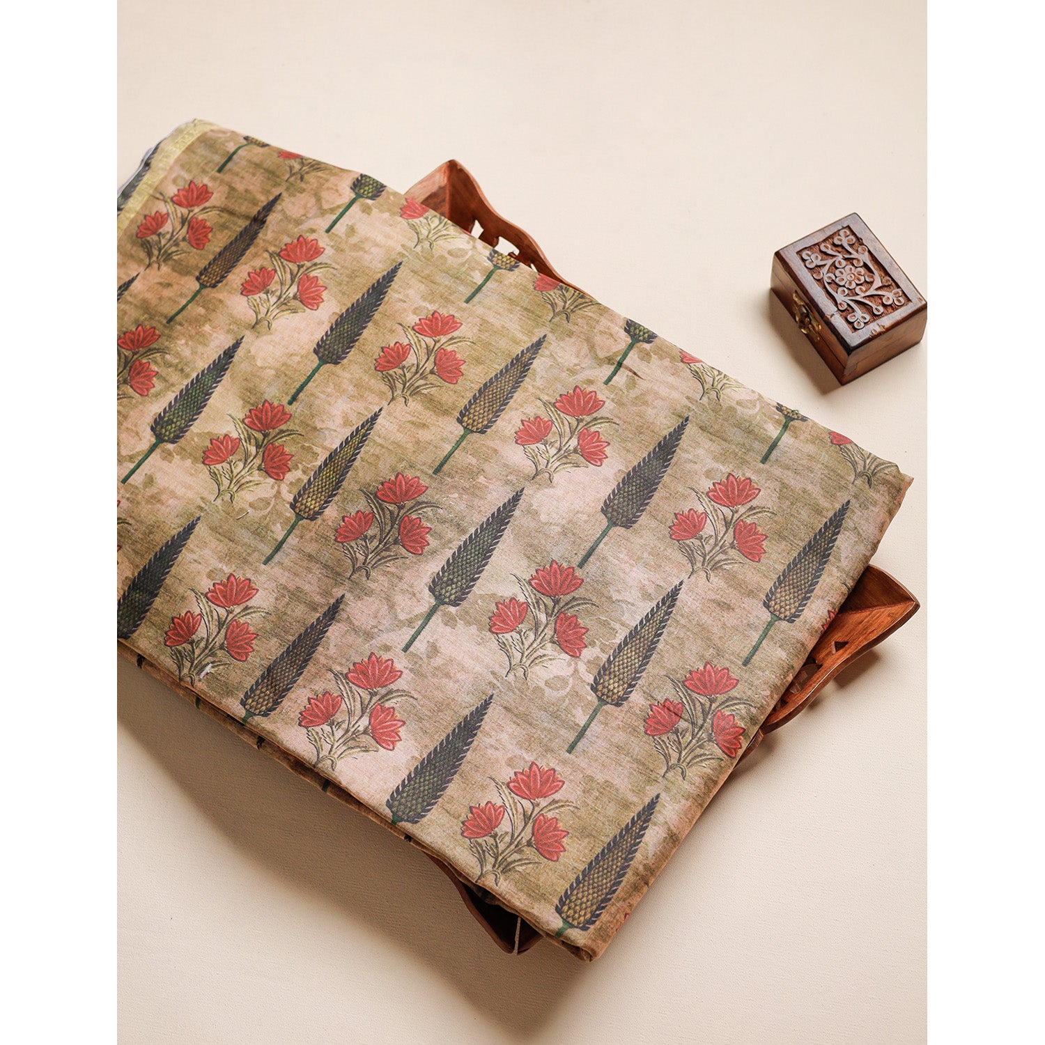 MUL CHANDERI BLOCK PRINTED FABRIC