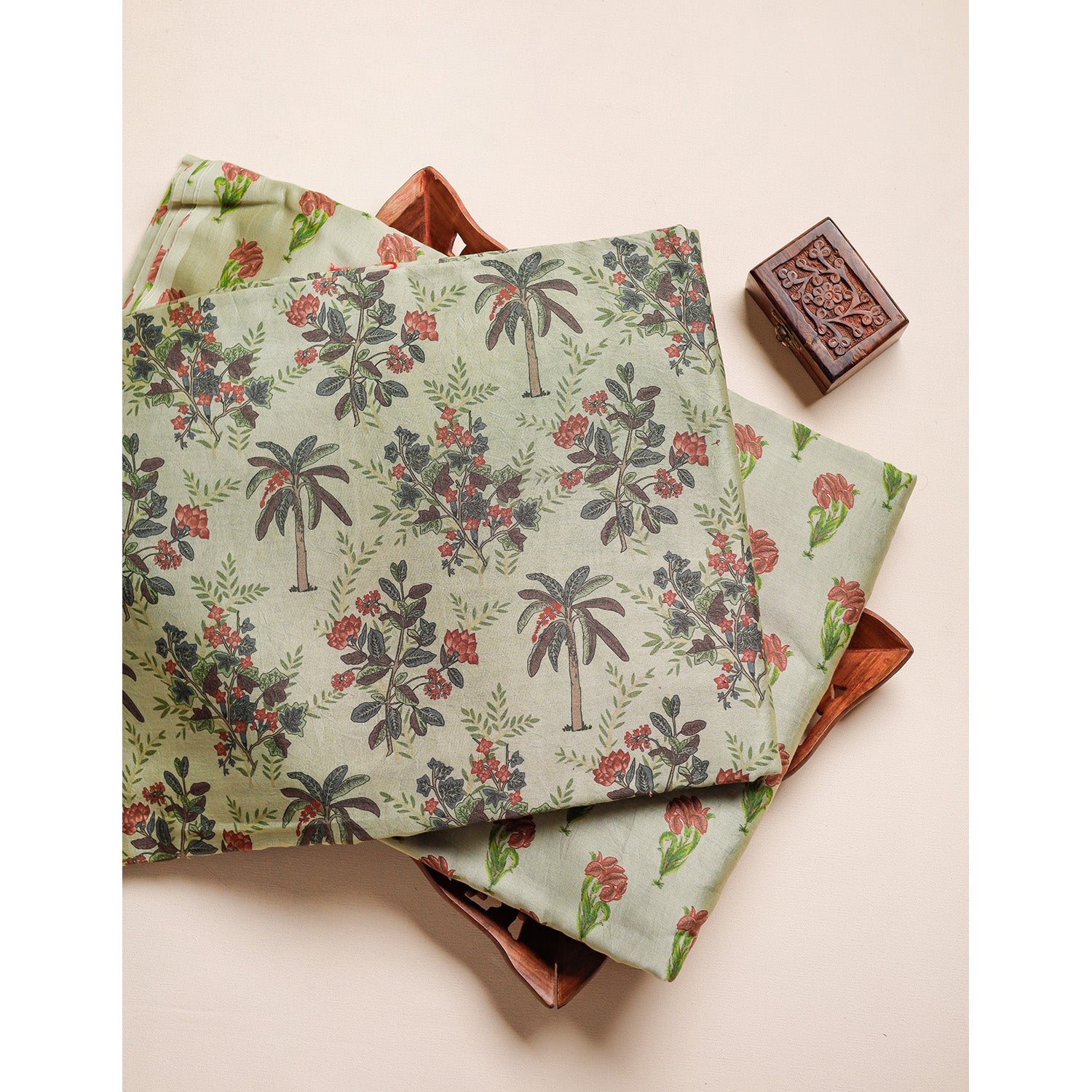 MUL CHANDERI BLOCK PRINTED FABRIC