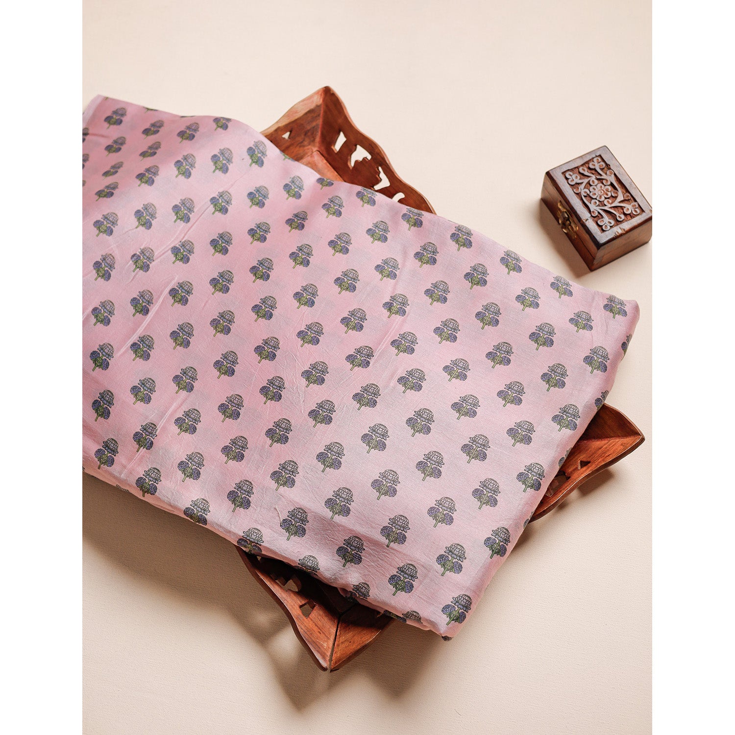 MUL CHANDERI BLOCK PRINTED FABRIC