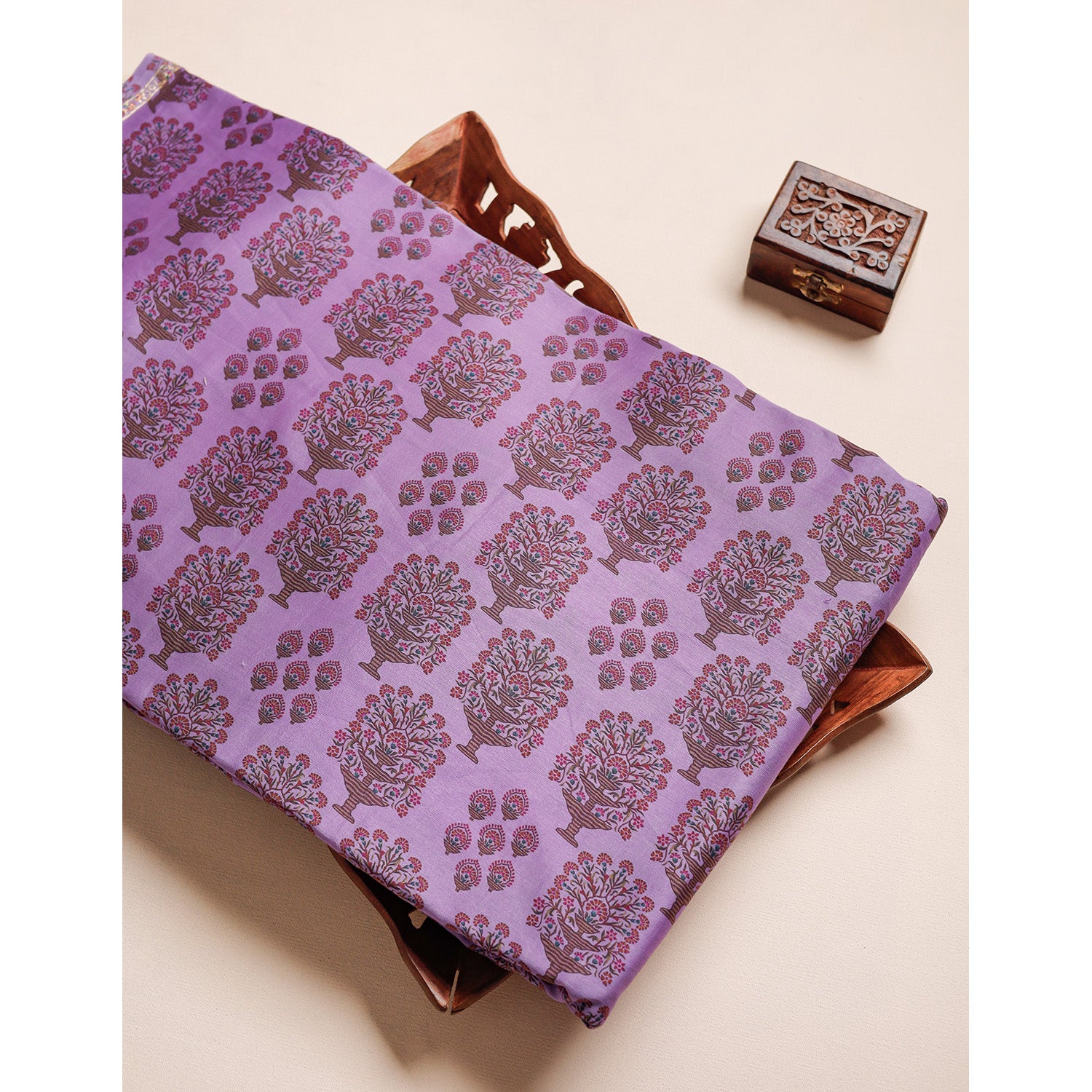 MUL CHANDERI BLOCK PRINTED FABRIC