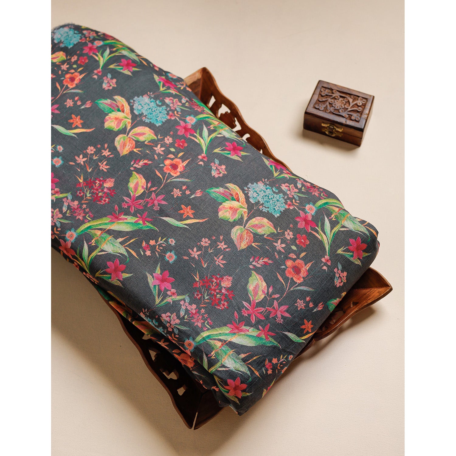 PURE LINEN SILK PRINTED FABRIC