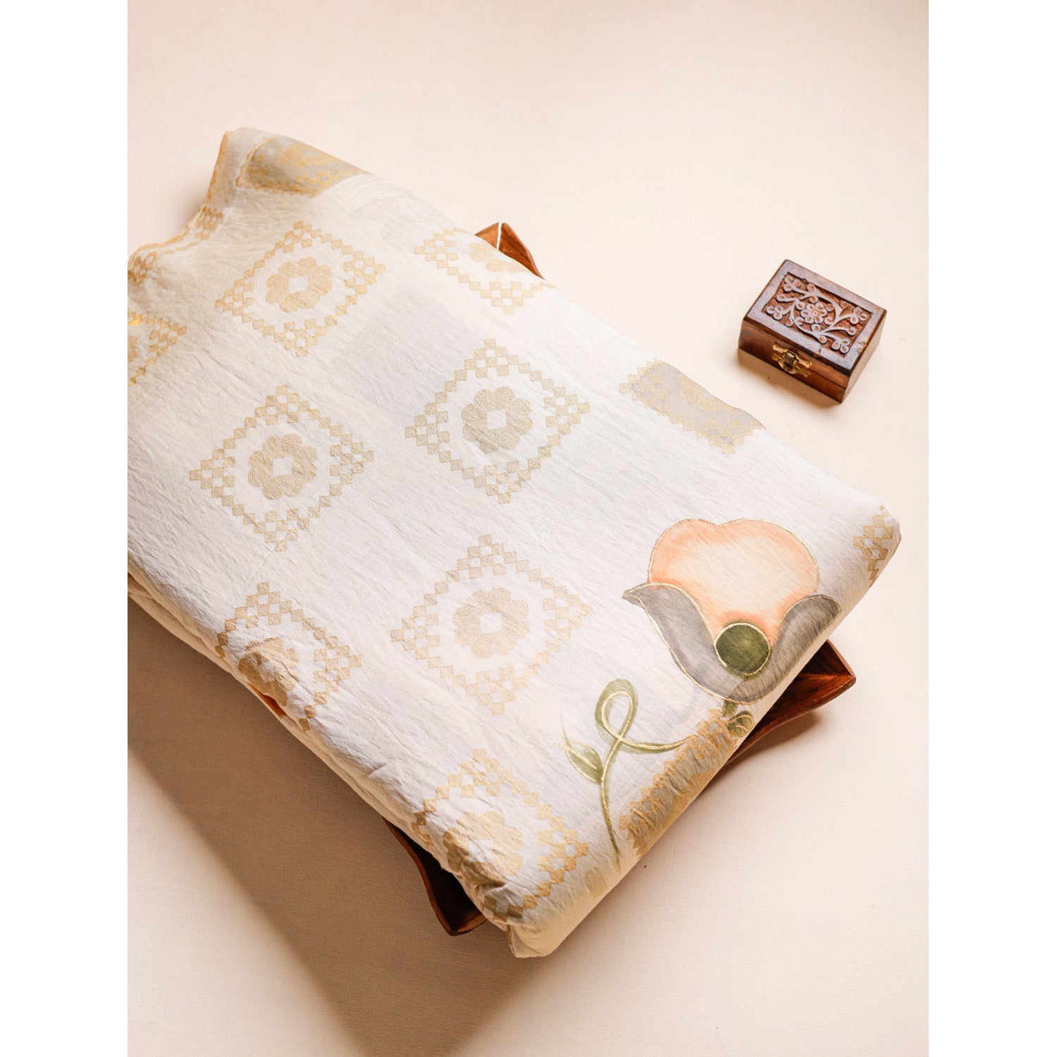 MOGRA CHANDERI HAND PAINTED FABRIC