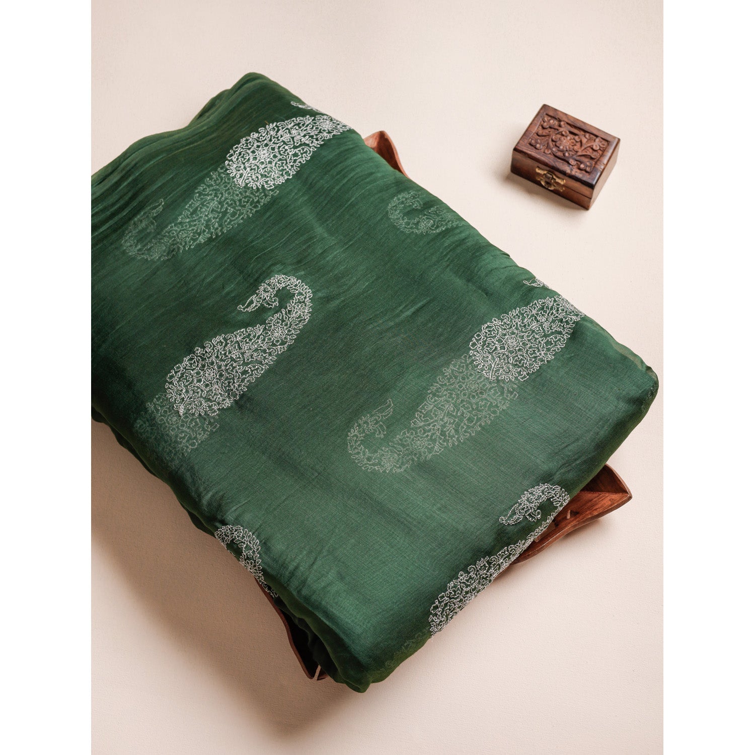 MUL CHANDERI ZARI EMBROIDERED FABRIC