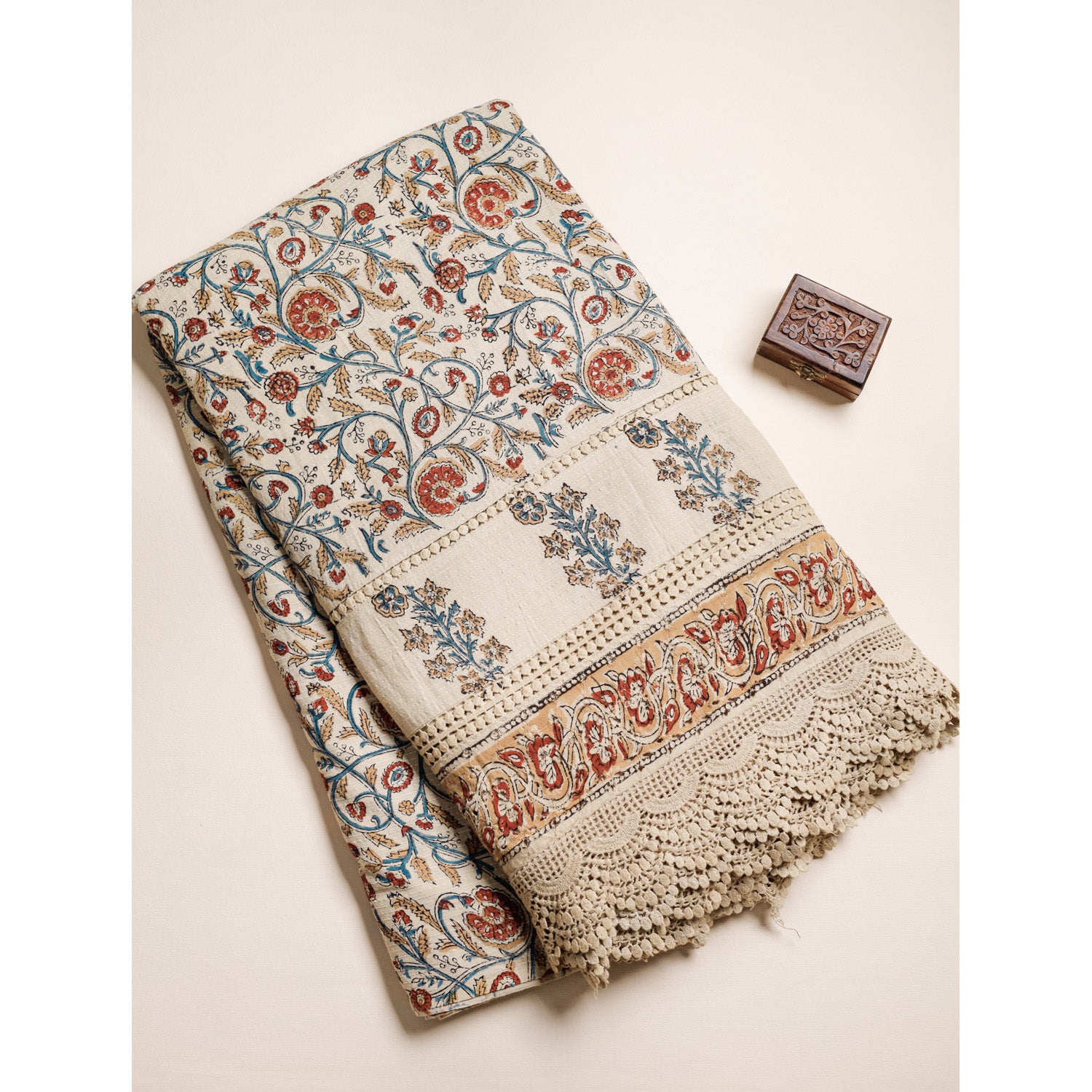 PURE COTTON HANDBLOCK PRINTED CUT WORK FABRIC