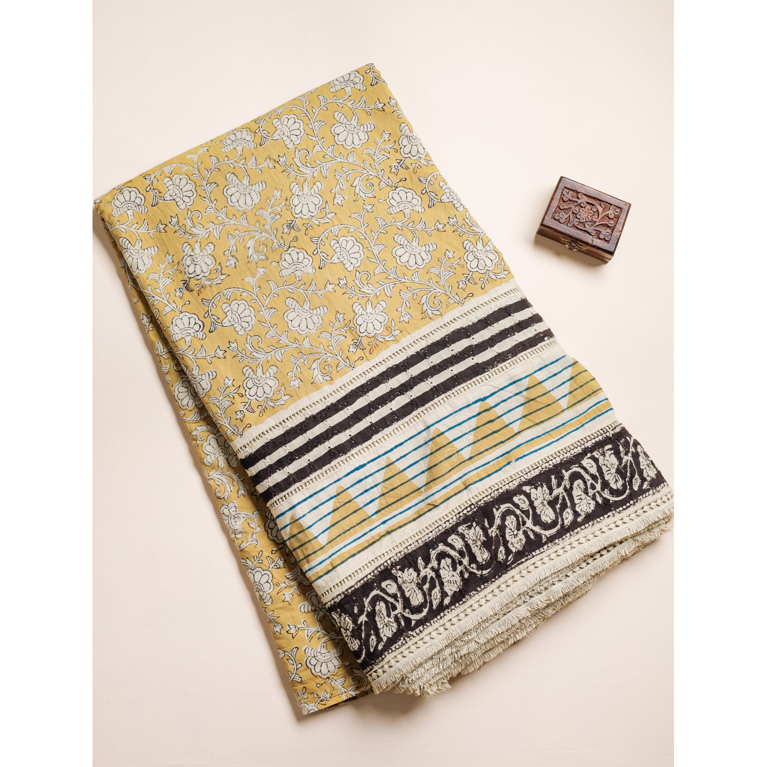 PURE COTTON HANDBLOCK PRINTED CUT WORK FABRIC