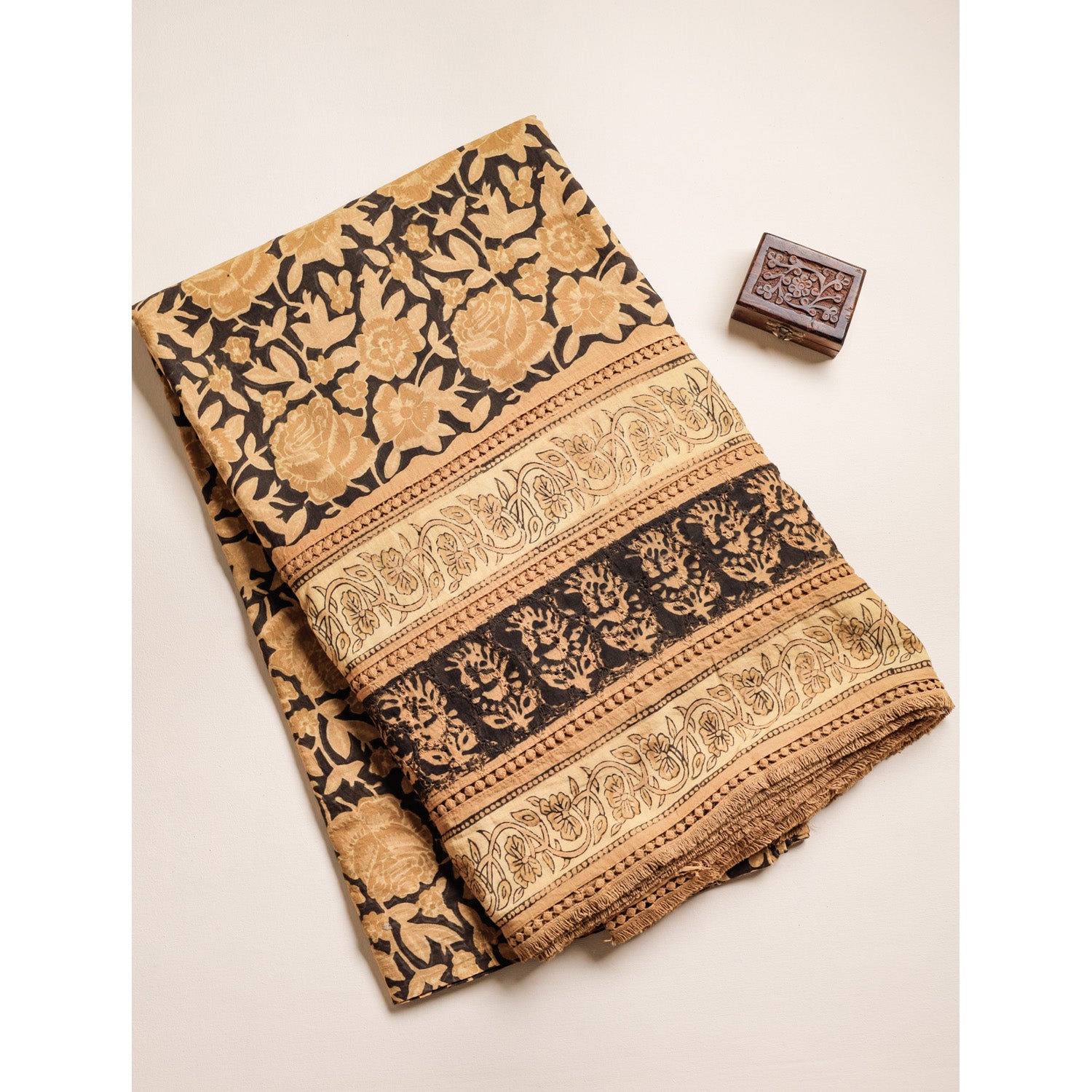 PURE COTTON HANDBLOCK PRINTED CUT WORK FABRIC