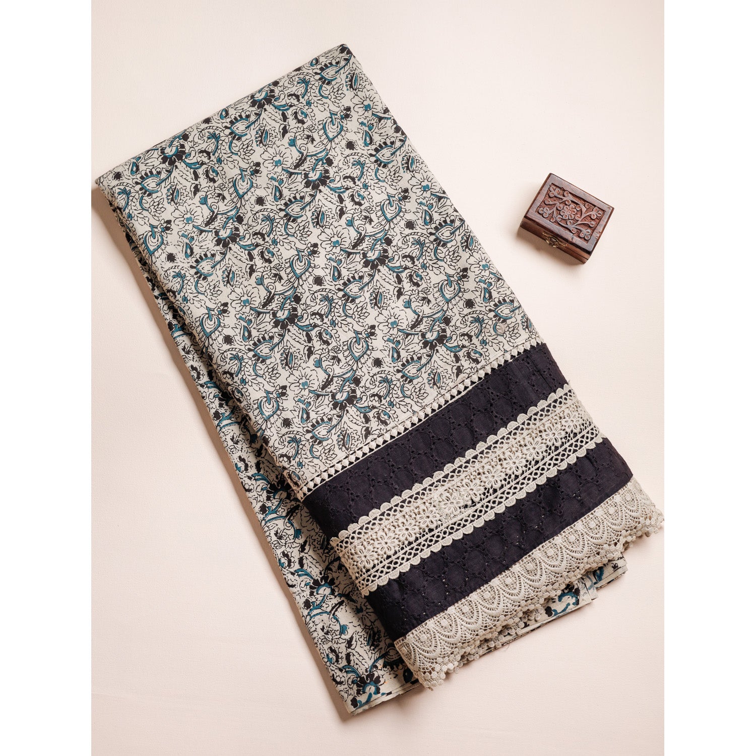 PURE COTTON HANDBLOCK PRINTED CUT WORK FABRIC