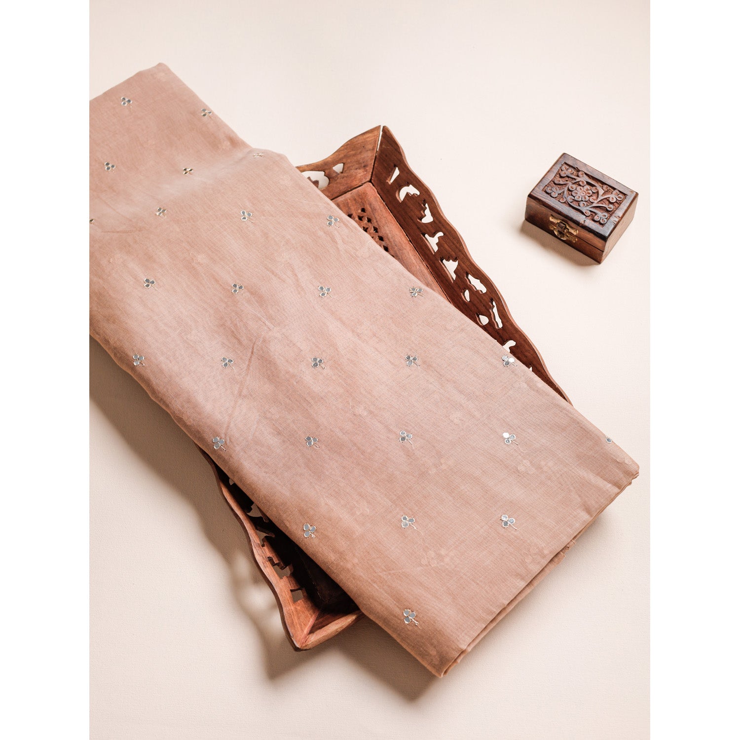 MUL CHANDERI MIRROR WORK FABRIC