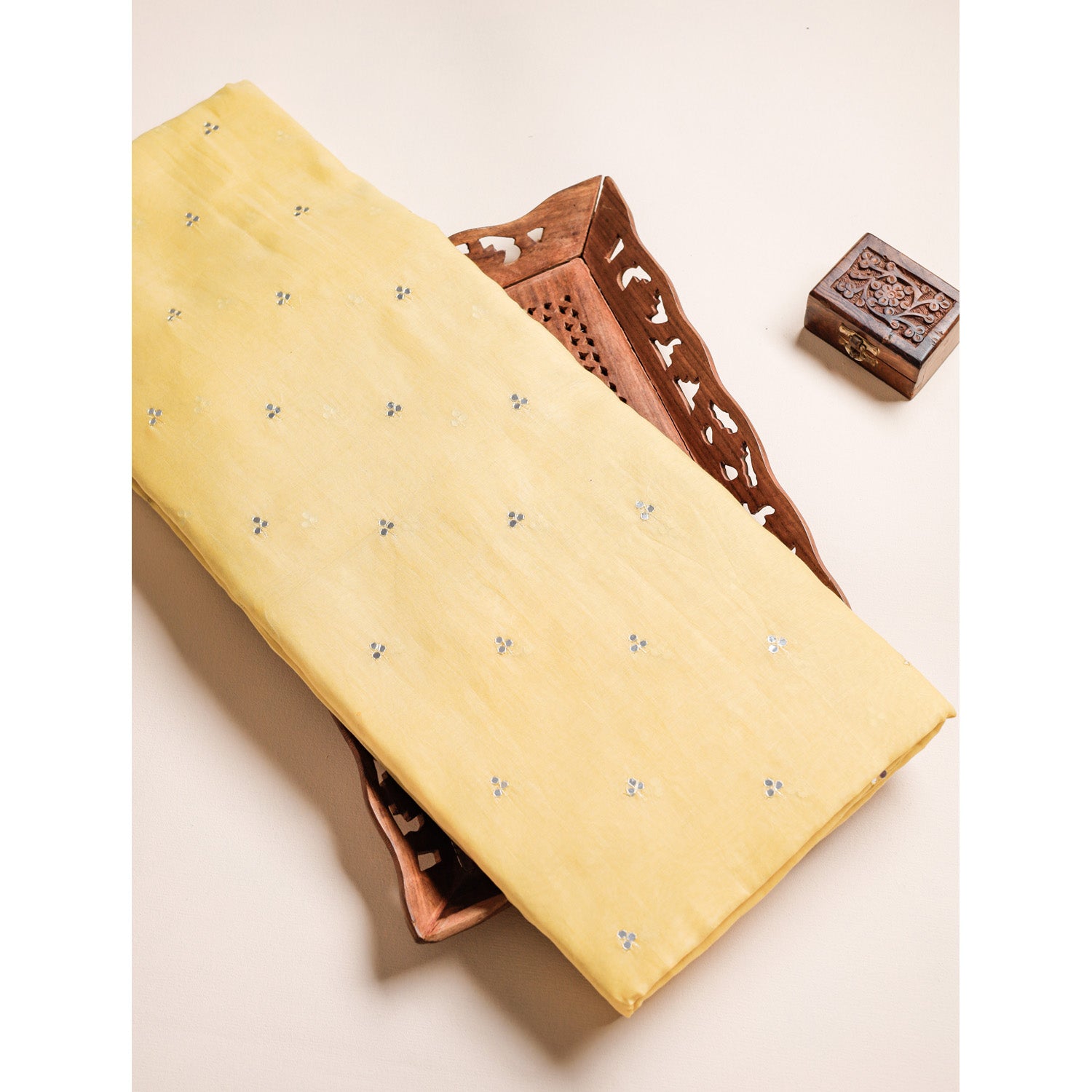 MUL CHANDERI MIRROR WORK FABRIC