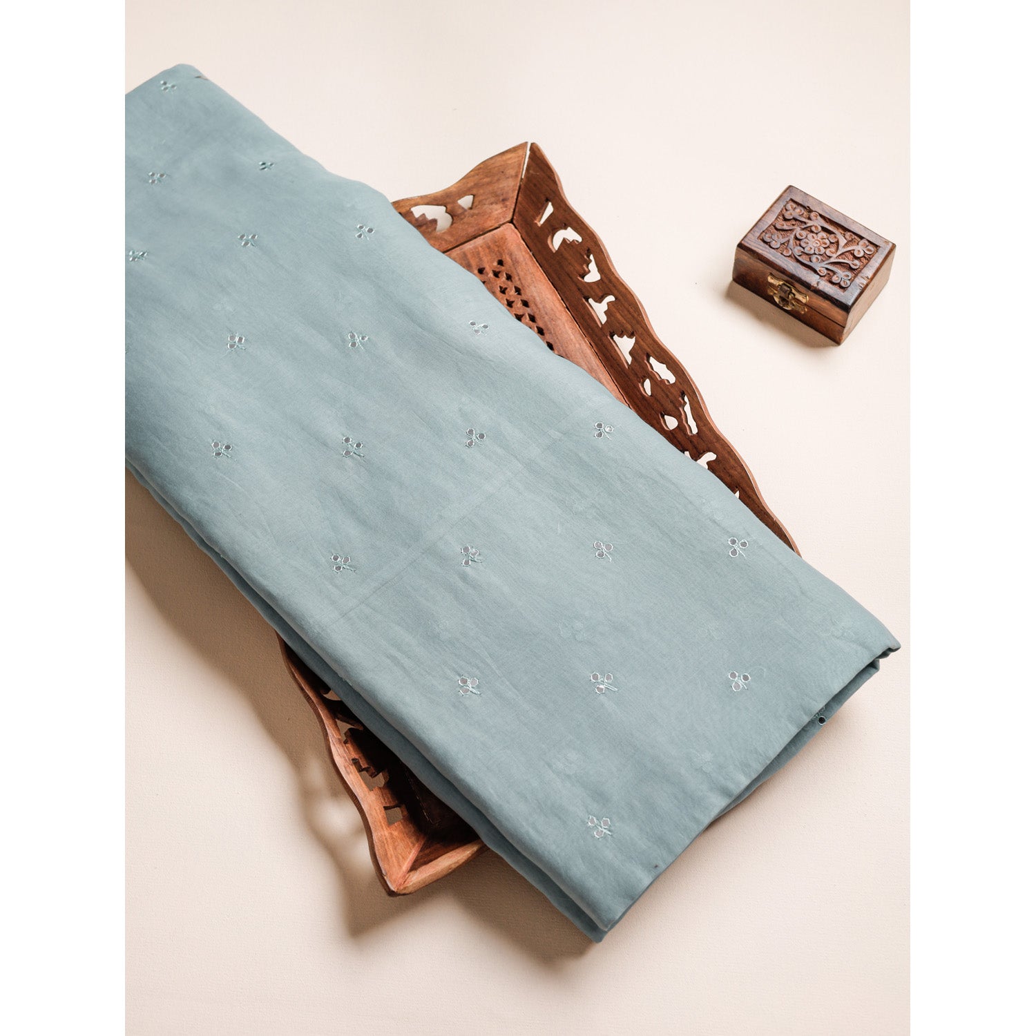 MUL CHANDERI MIRROR WORK FABRIC