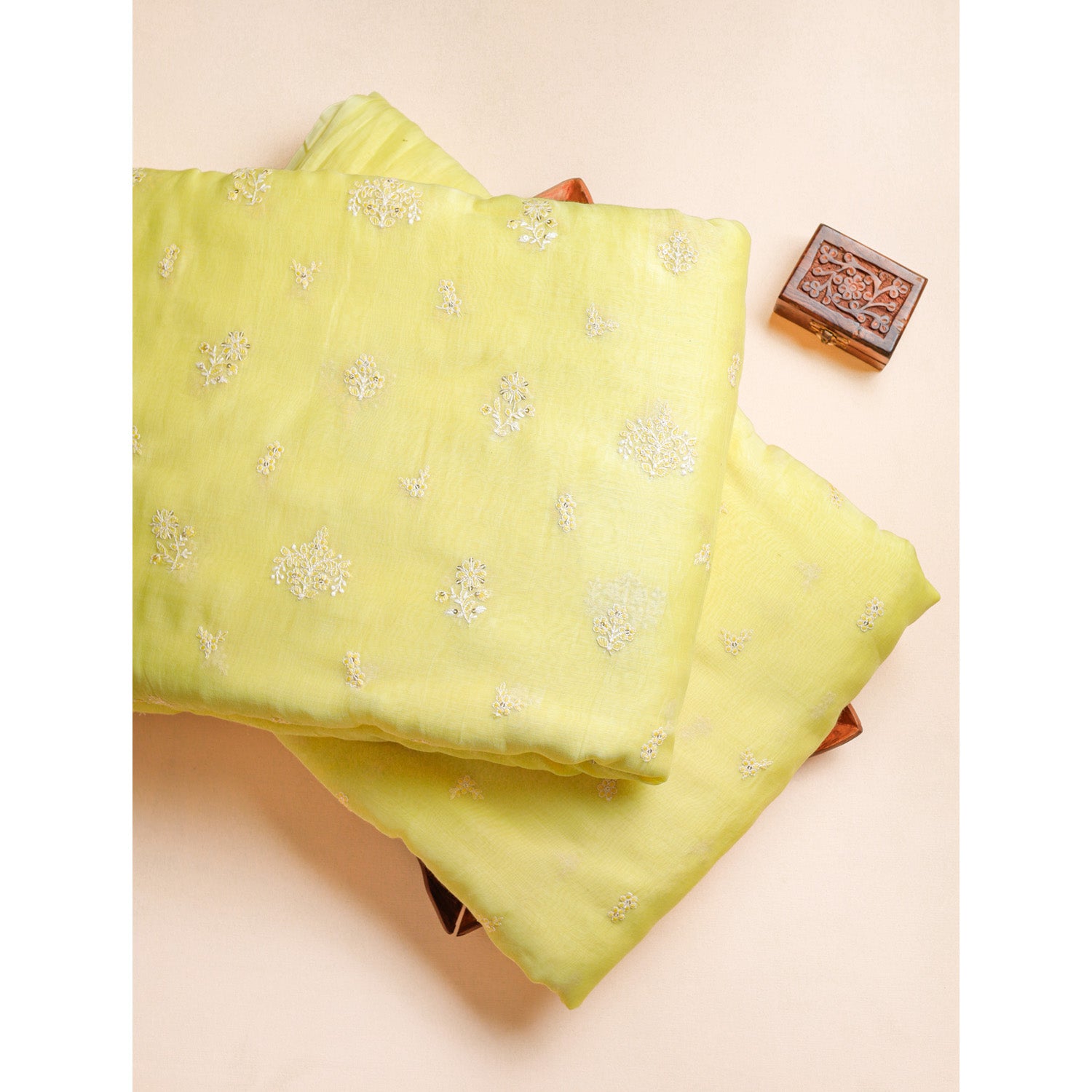 PURE MALAI CHANDERI SILK EMBROIDERED FABRICS