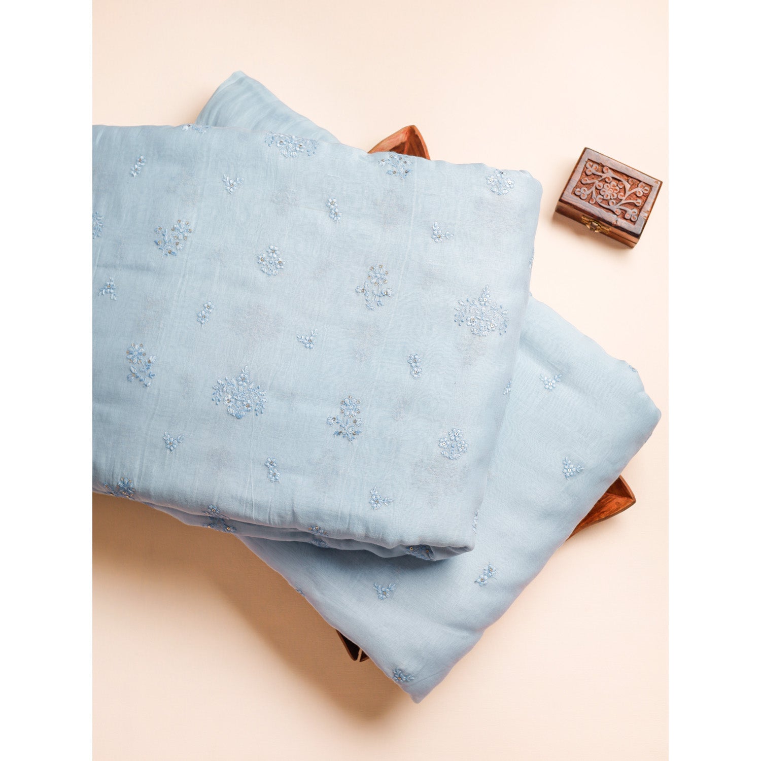 PURE MALAI CHANDERI SILK EMBROIDERED FABRICS