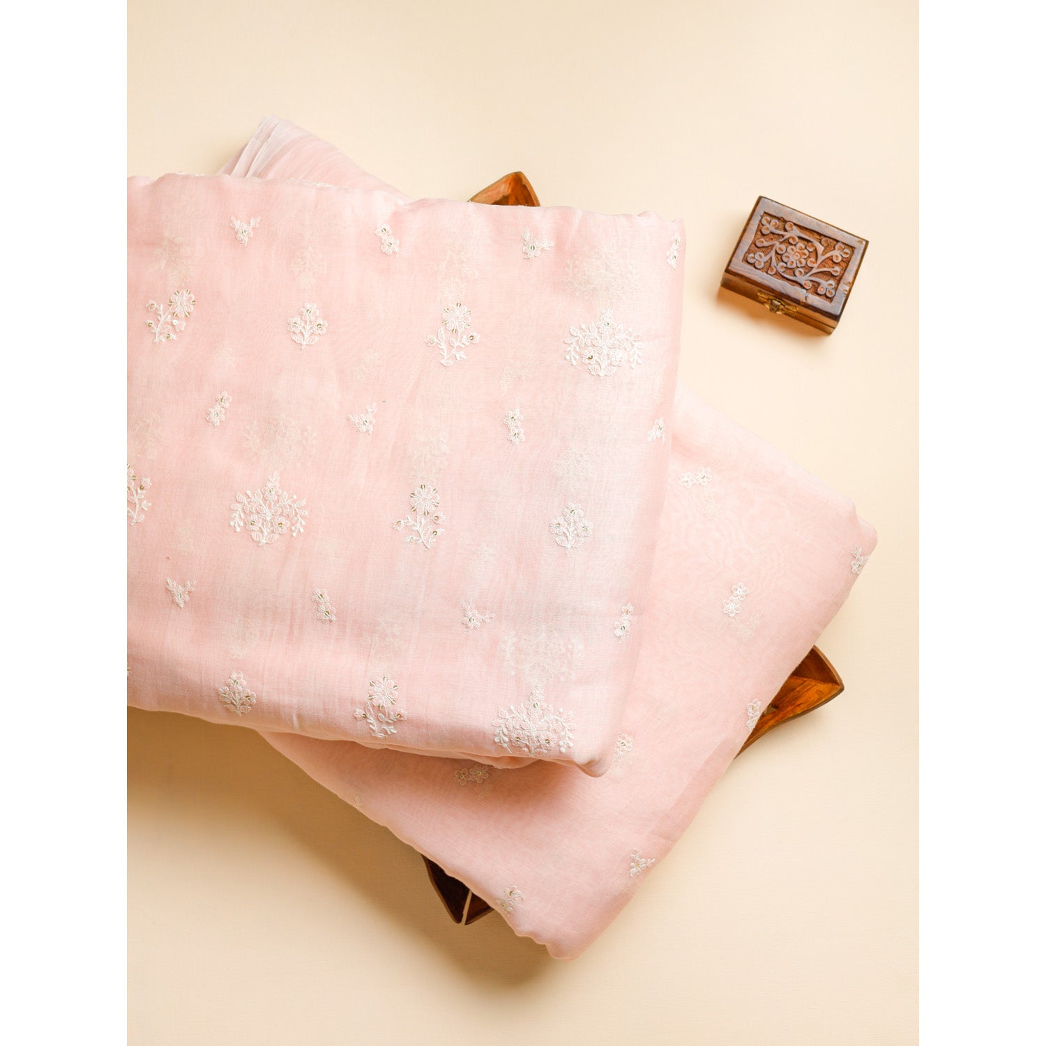 PURE MALAI CHANDERI SILK EMBROIDERED FABRICS