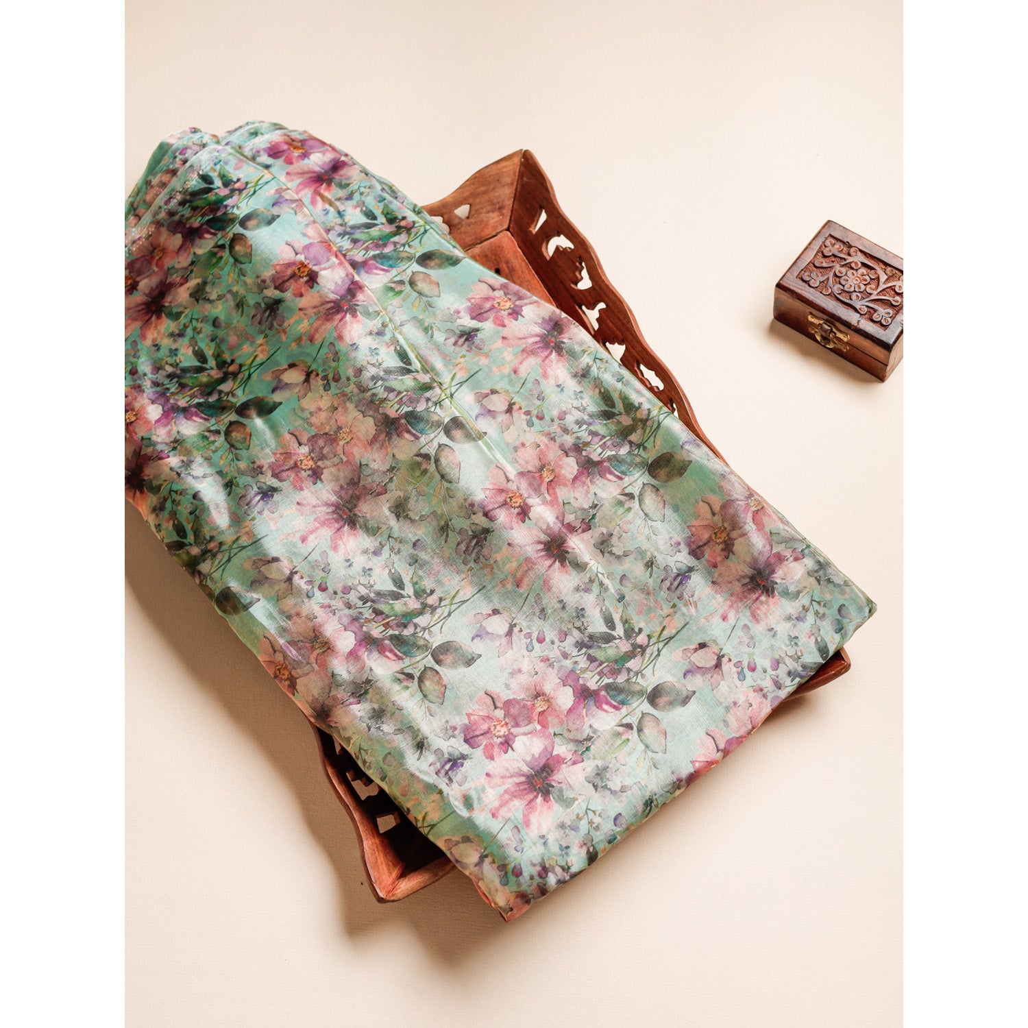 GLASS TISSUE ORGANZA PRINTED FABRIC