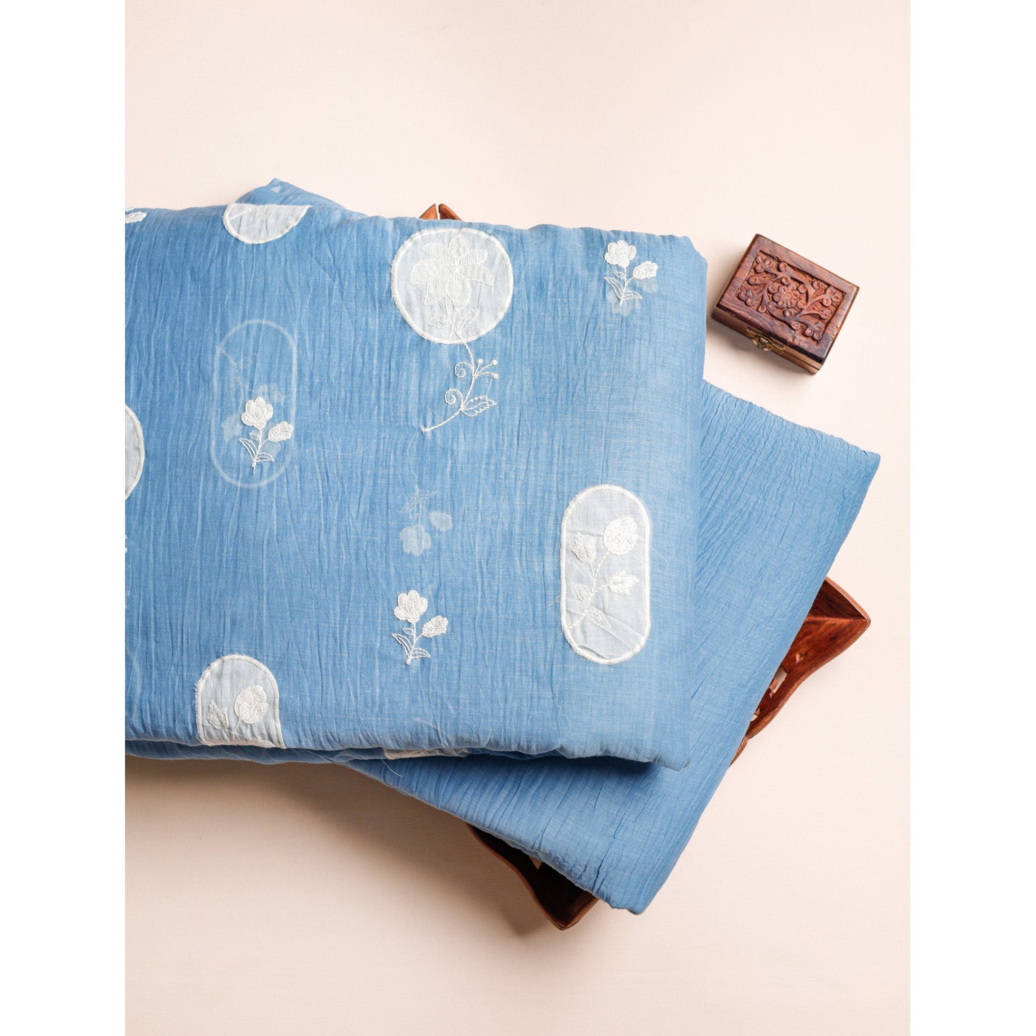 MUL CHANDERI APPLIQUE WORK & PLAIN FABRICS