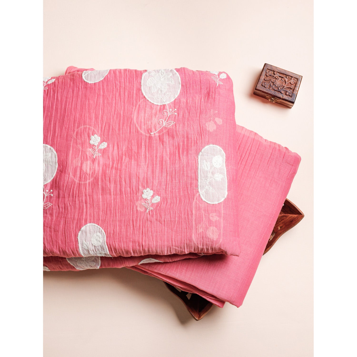 MUL CHANDERI APPLIQUE WORK & PLAIN FABRICS