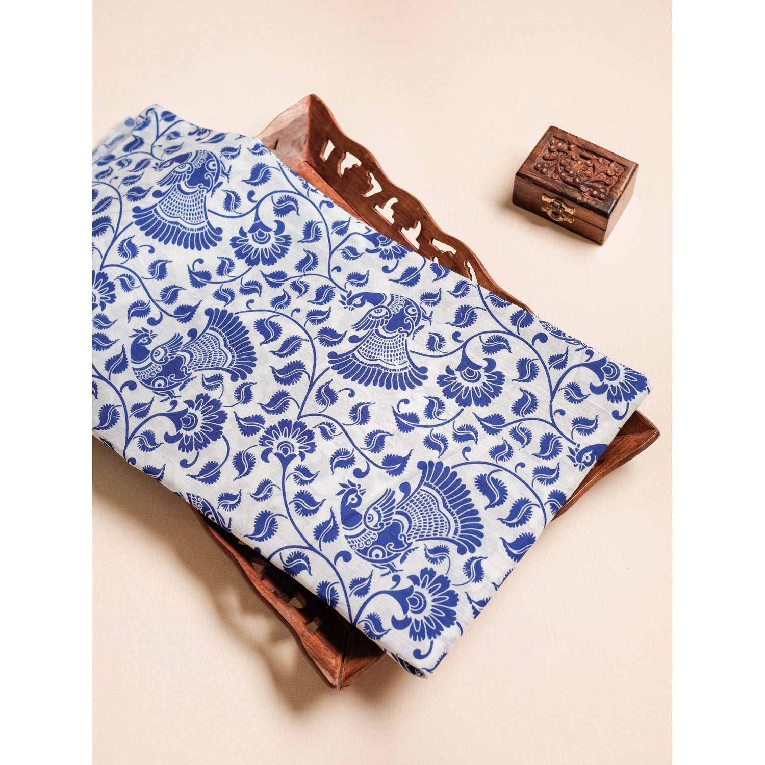 DUPION SILK KALAMKARI PRINTED FABRIC