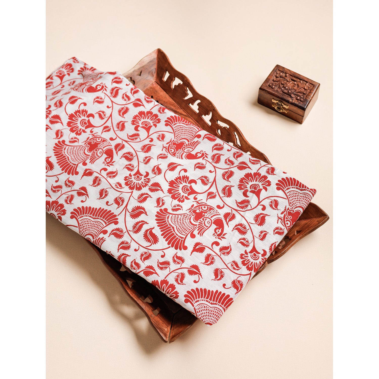 DUPION SILK KALAMKARI PRINTED FABRIC