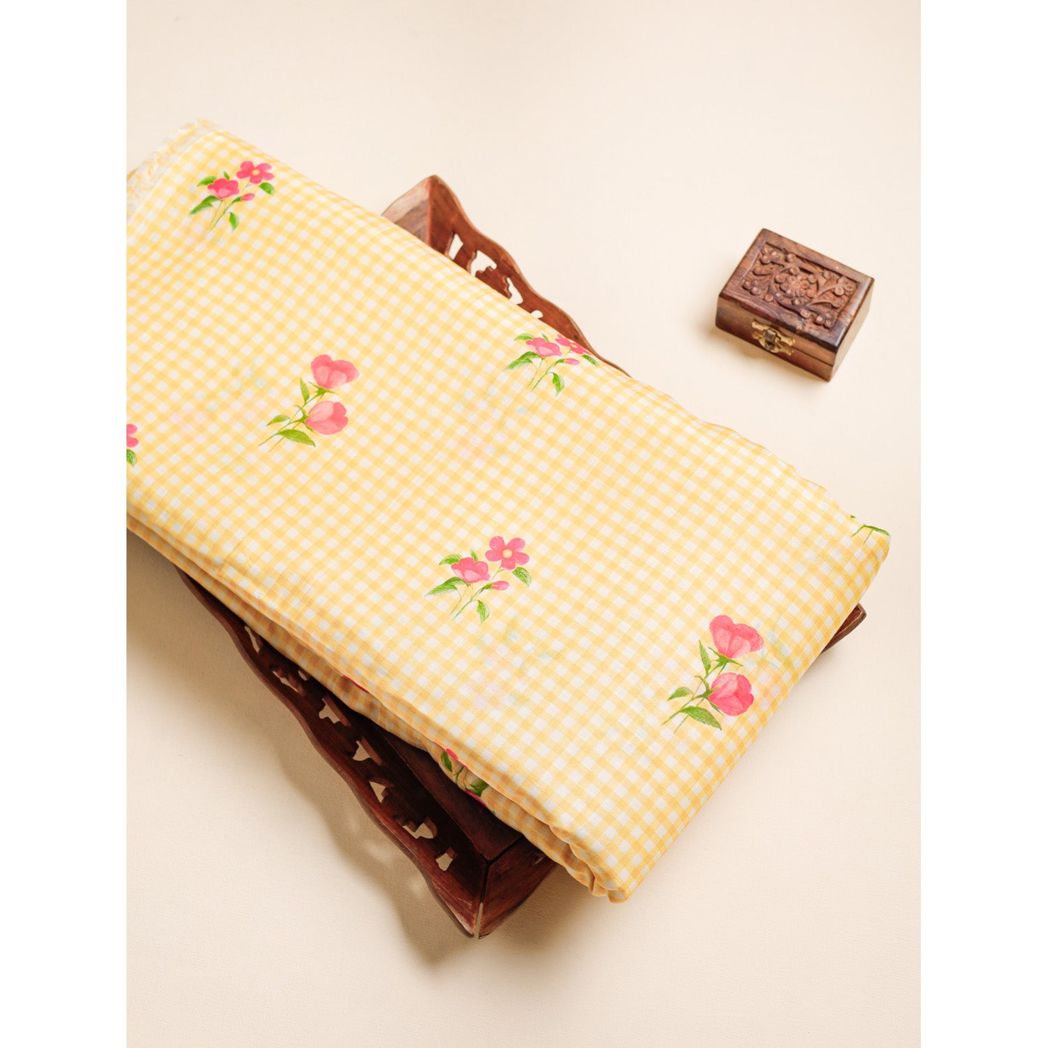 MUL CHANDERI NOOR CHECKS PRINTED FABRIC