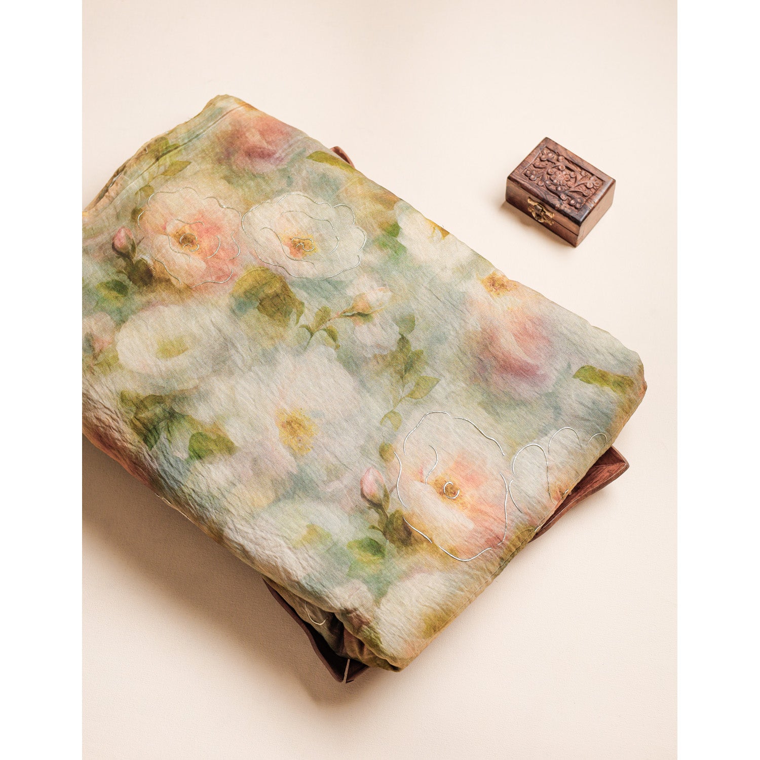 MOGRA CHANDERI FOIL PRINTED FABRIC