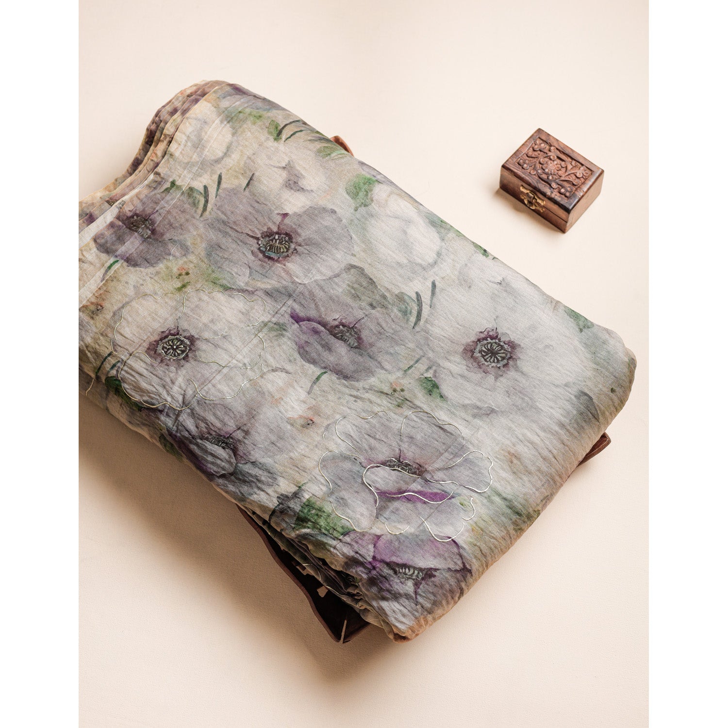 MOGRA CHANDERI FOIL PRINTED FABRIC