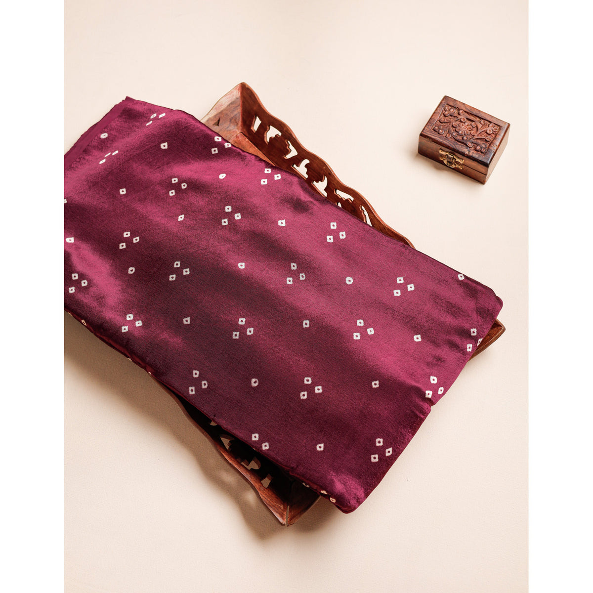 PURE MASHRU SILK BANDHEJ FABRIC
