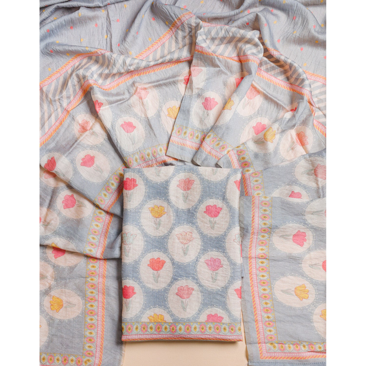 PURE MOGRA CHANDERI 2 PIECE SET