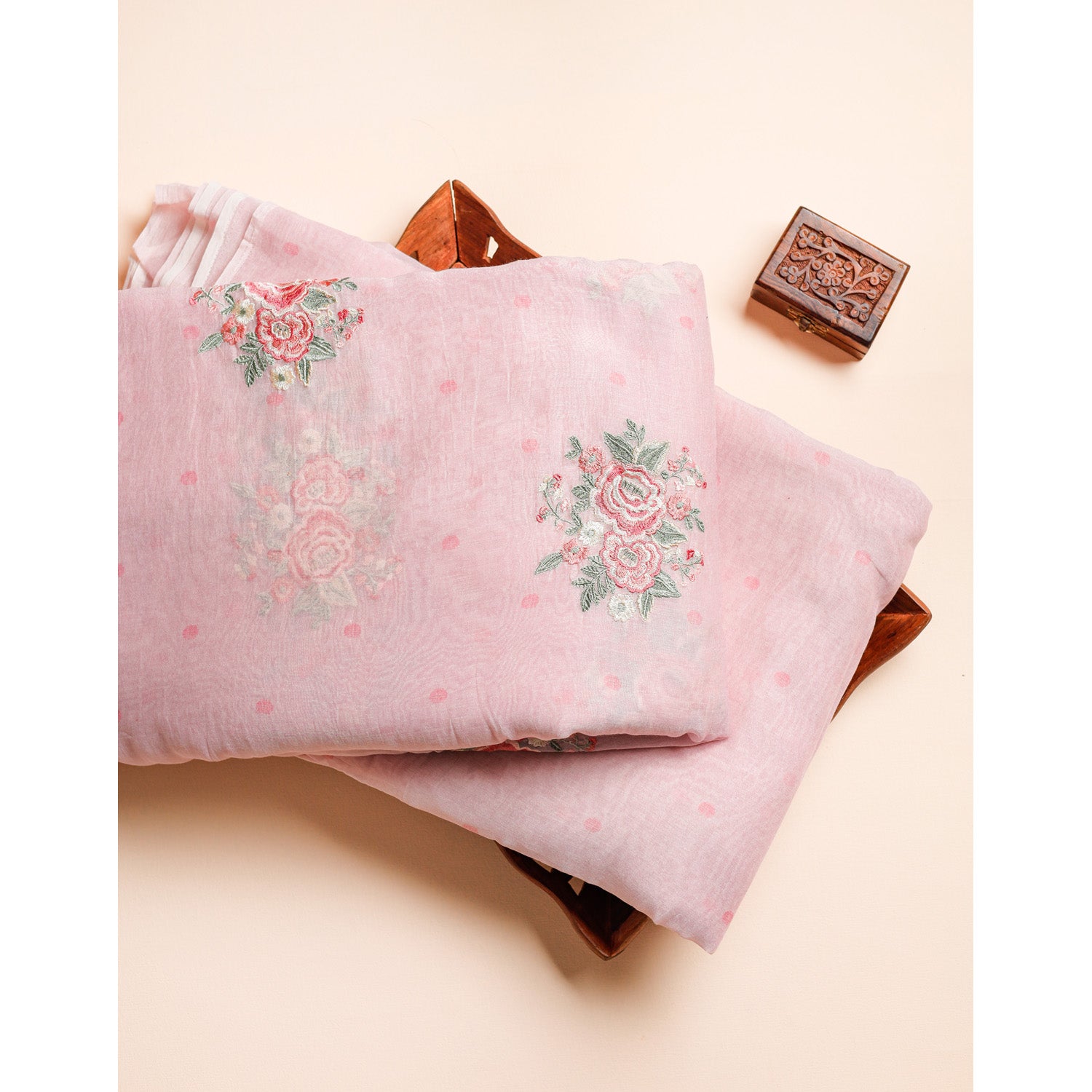 PREMIUM MUL CHANDERI EMBROIDERED & POLKA FABRICS