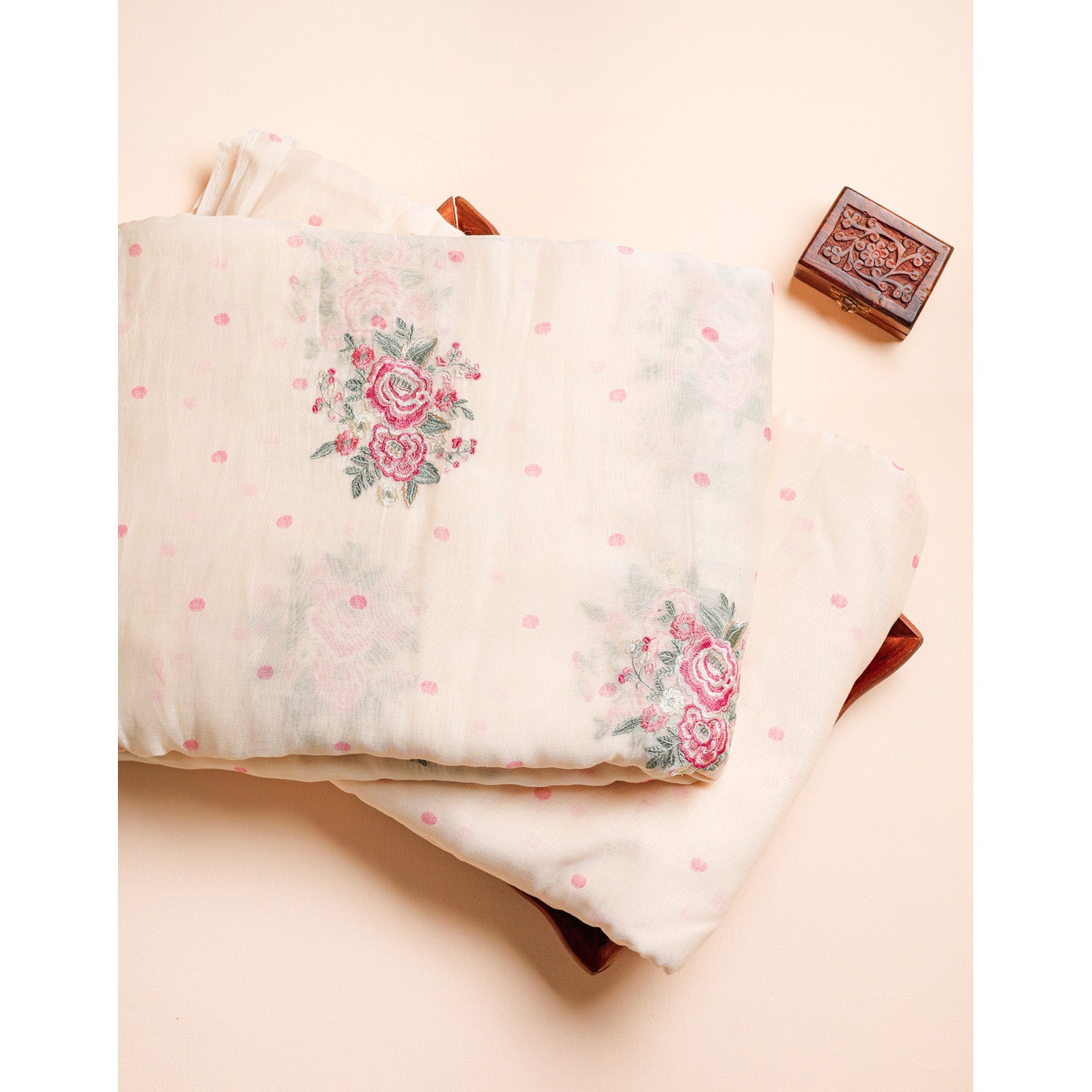 PREMIUM MUL CHANDERI EMBROIDERED & POLKA FABRICS