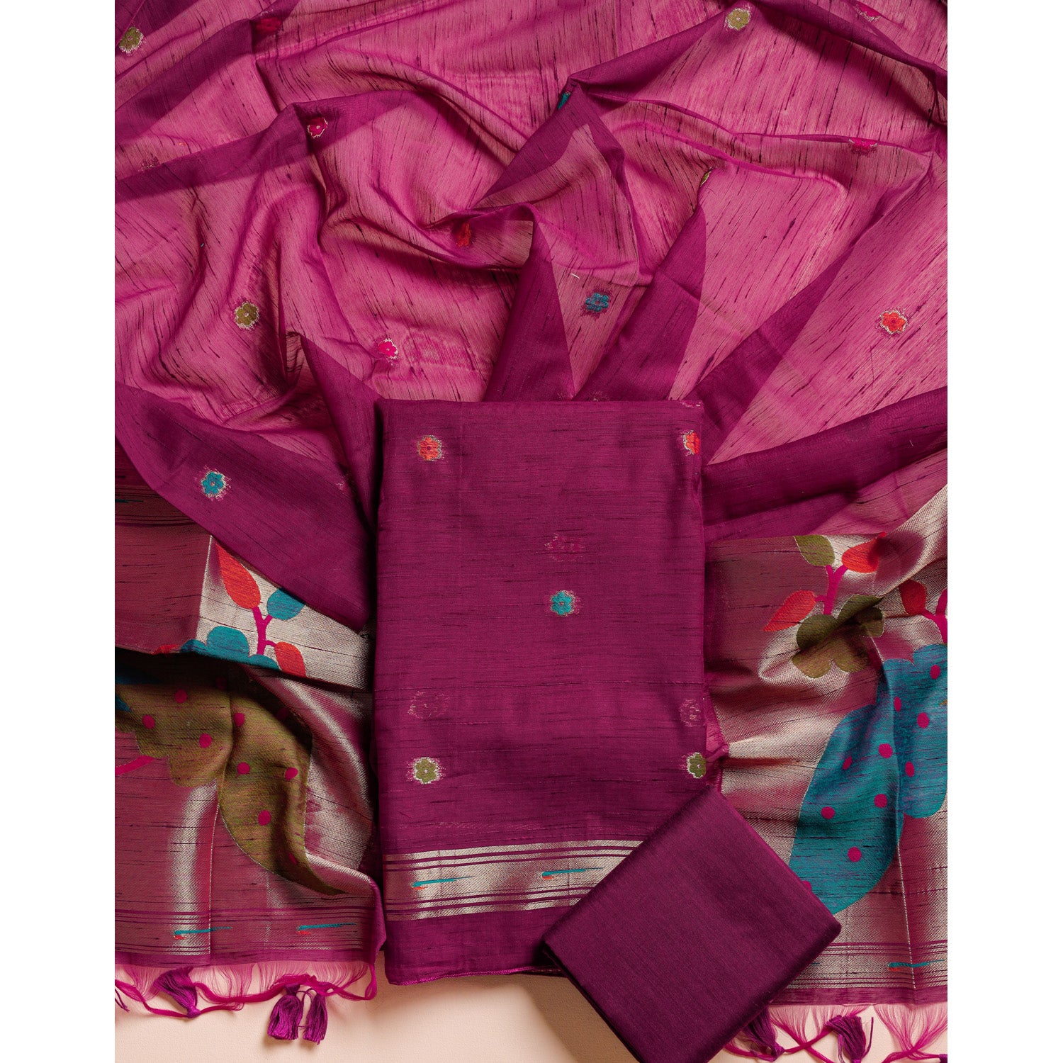 MUGA SILK PAITHANI SUIT SET