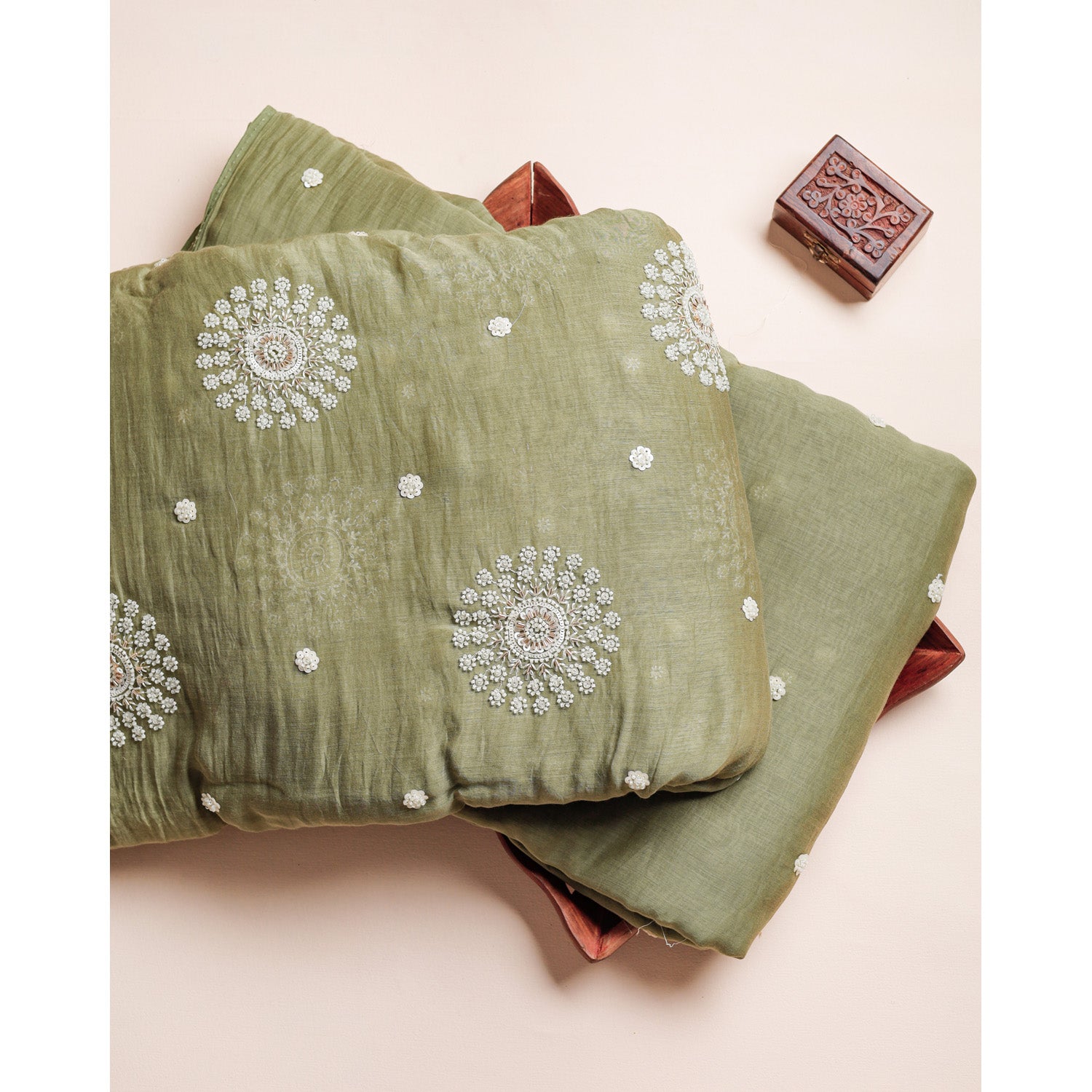 MALAI CHANDERI BEADWORK FABRICS