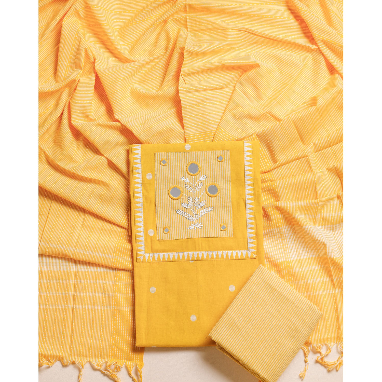 PURE COTTON HANDLOOM MIRRORWORK SUIT SET