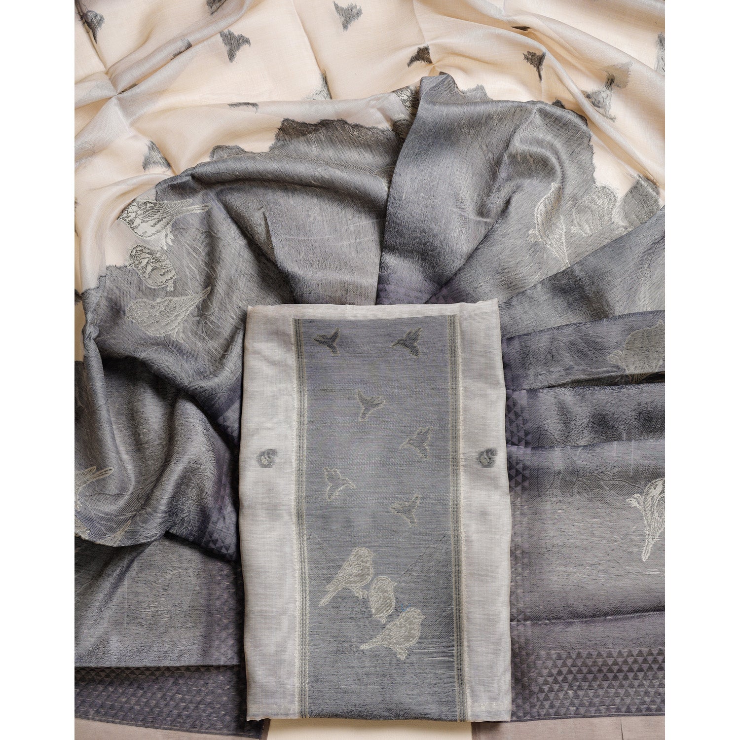 SUBTLE SELF WEAVE CHANDERI SILK 2 PIECE SET