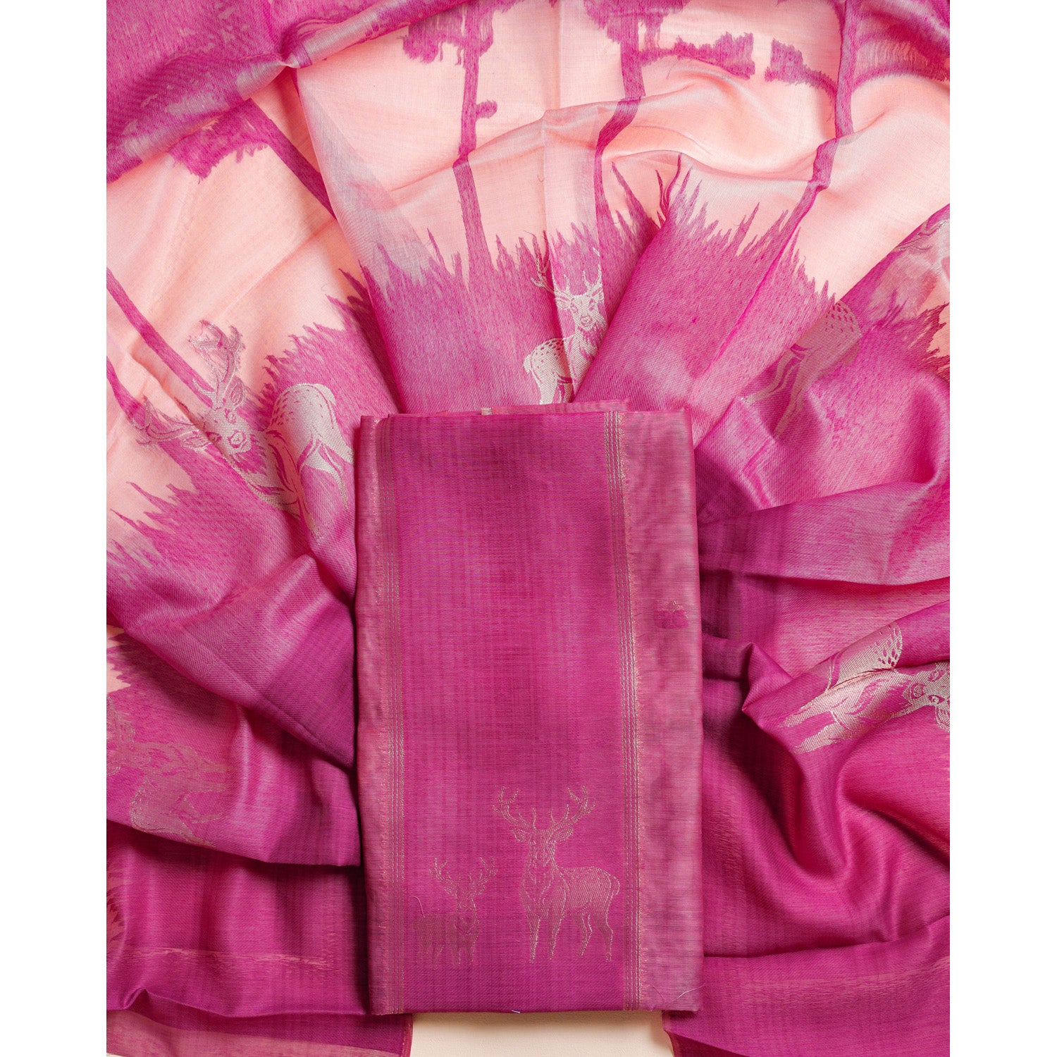 SUBTLE SELF WEAVE CHANDERI SILK 2 PIECE SET