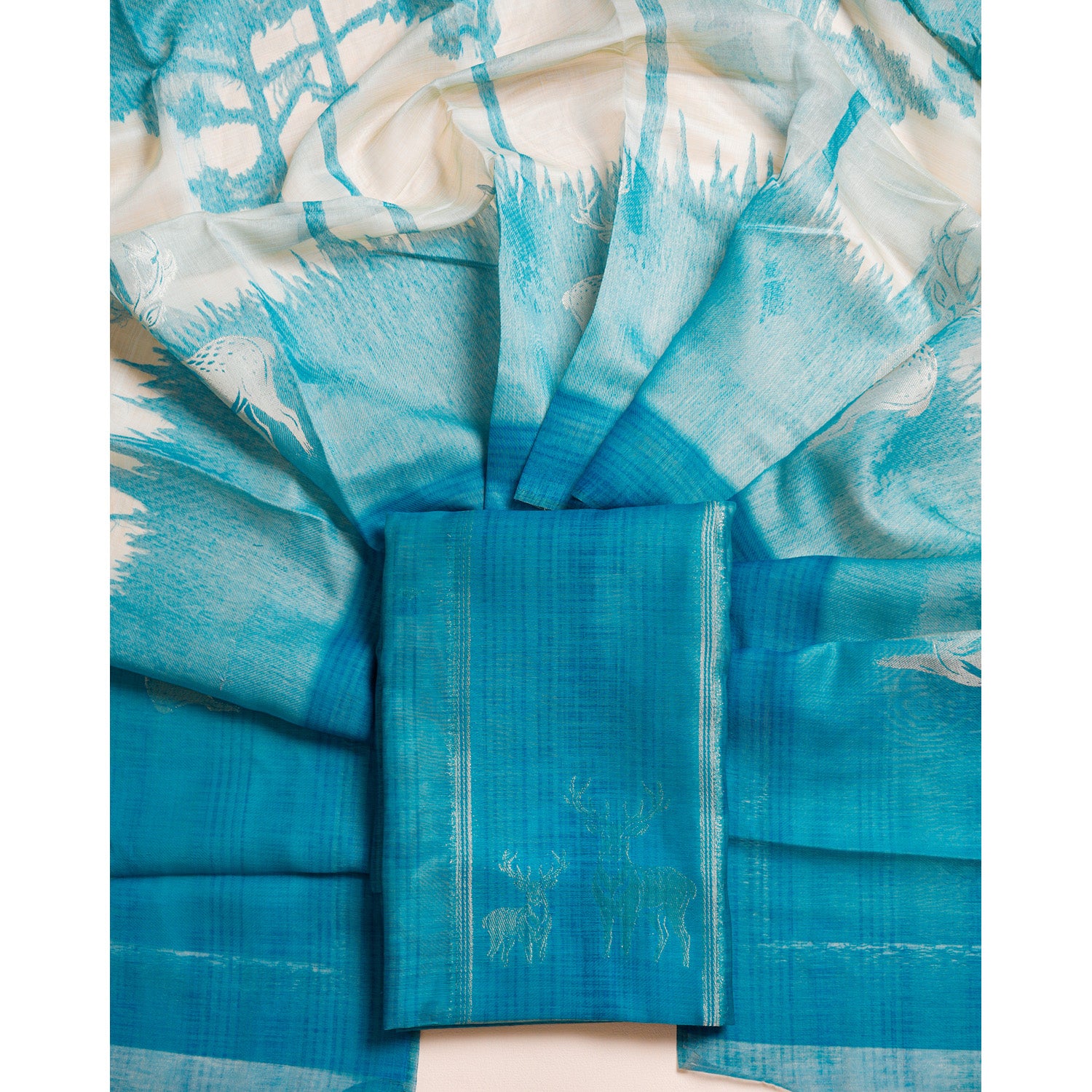 SUBTLE SELF WEAVE CHANDERI SILK 2 PIECE SET